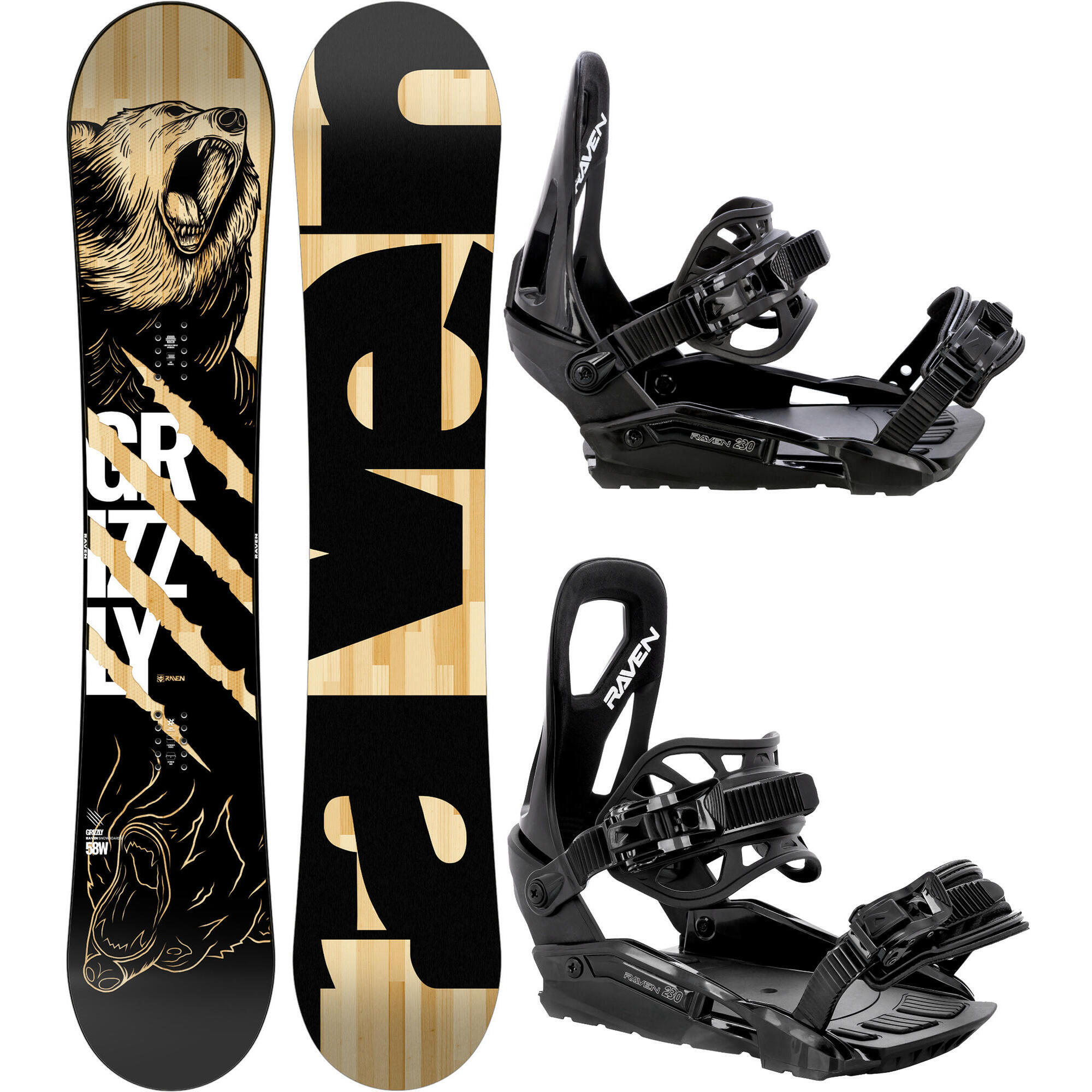 Zestaw Deska snowboardowa Raven Grizzly + wiązania Raven s230