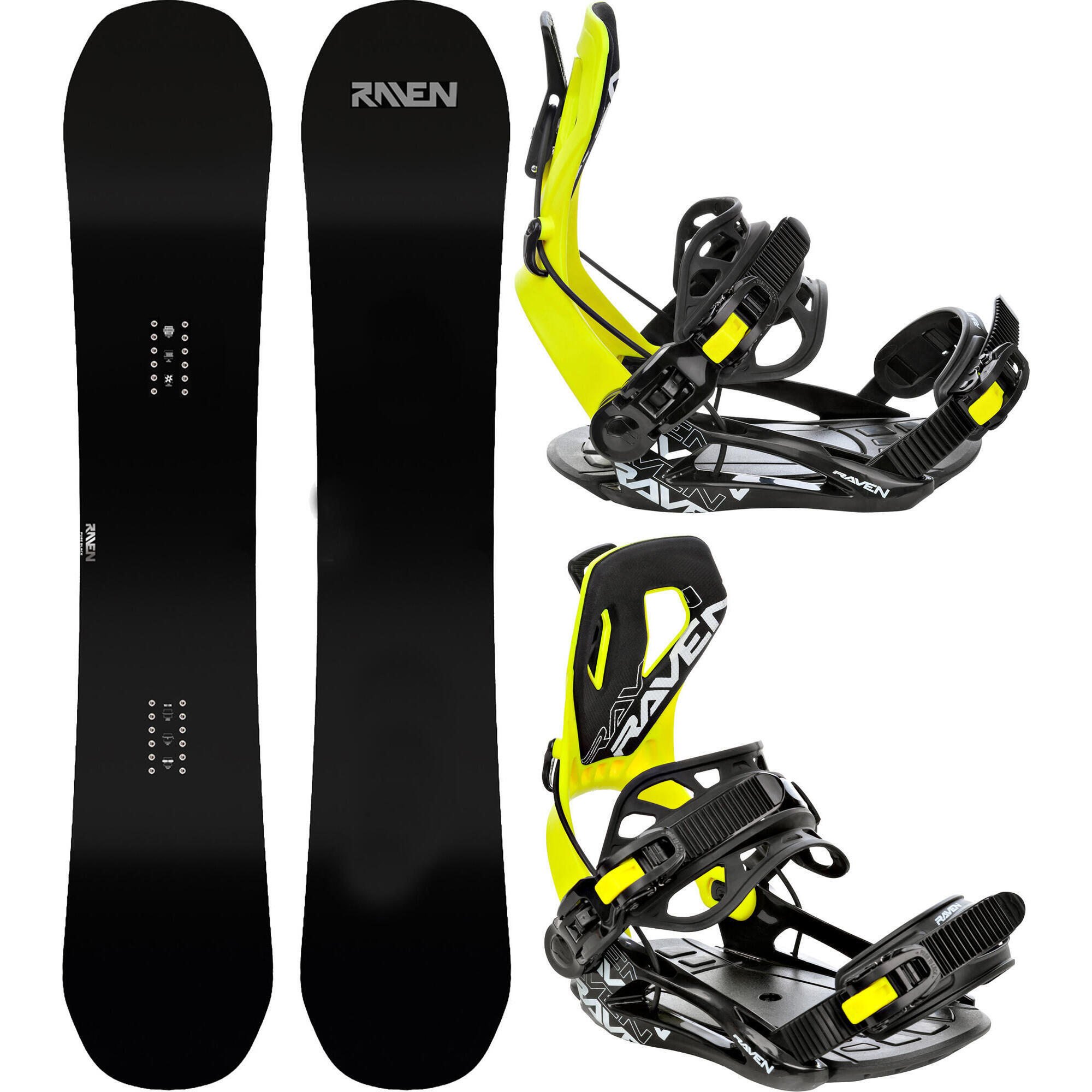 Zestaw Deska snowboardowa Raven Pure Black + wiązania Raven FT450