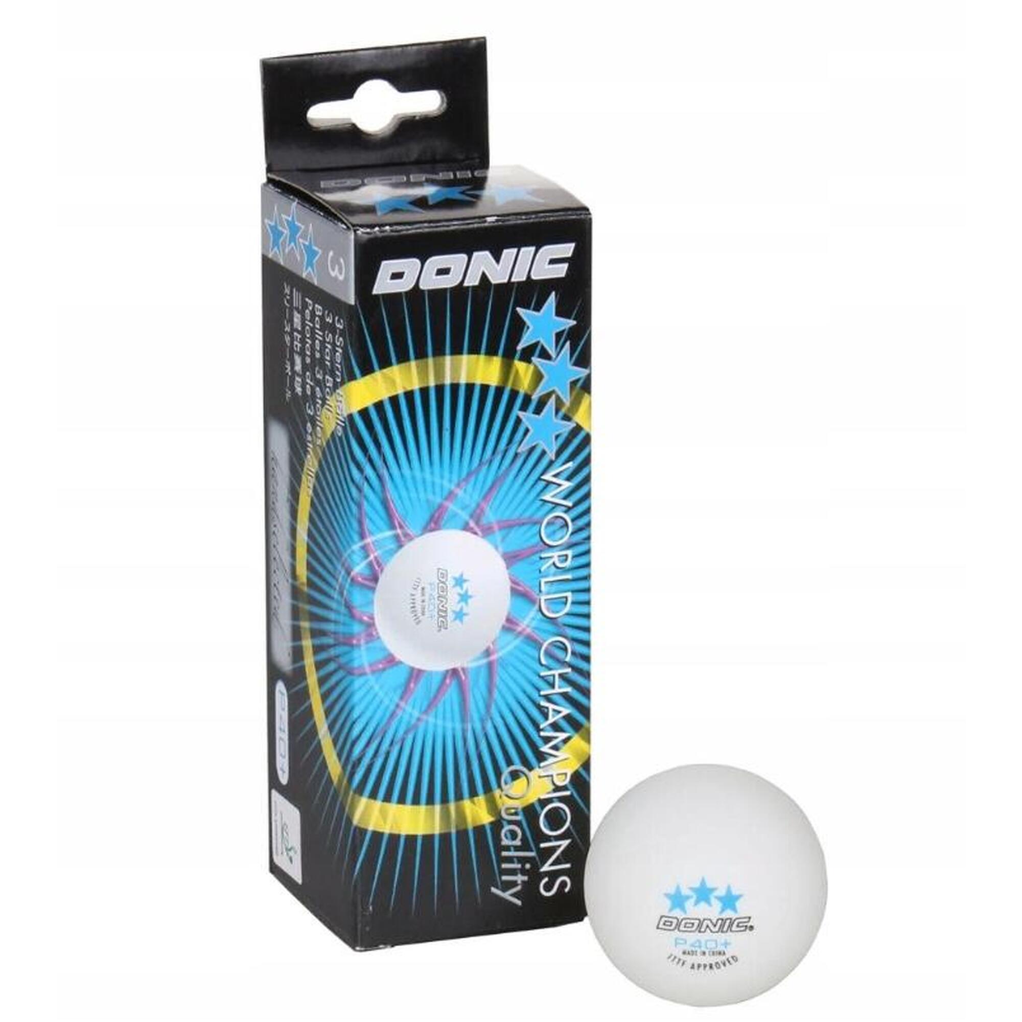 PIŁECZKI DO TENISA STOŁOWEGO piłki do ping ponga 3 szt. DONIC 3*** białe