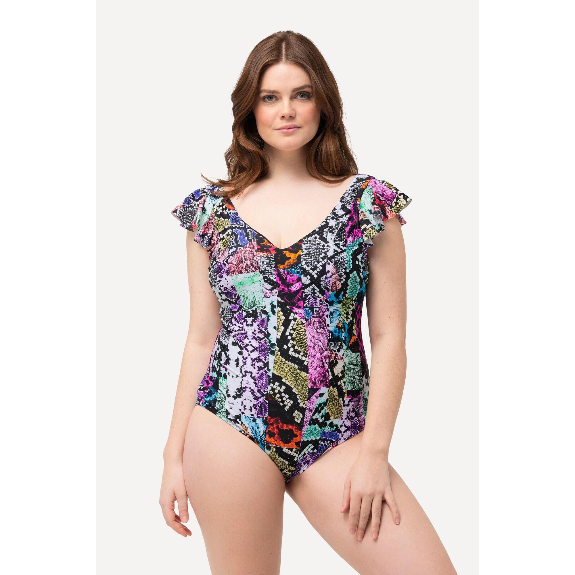 Damski Kostium kąpielowy mieszanka wzorów miękkie miseczki rękaw motylek