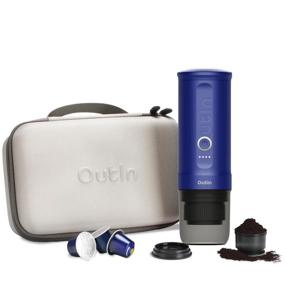 Przenośny ekspres do kawy mielonej i na kapsułki Outin Nano Niebieski z etui