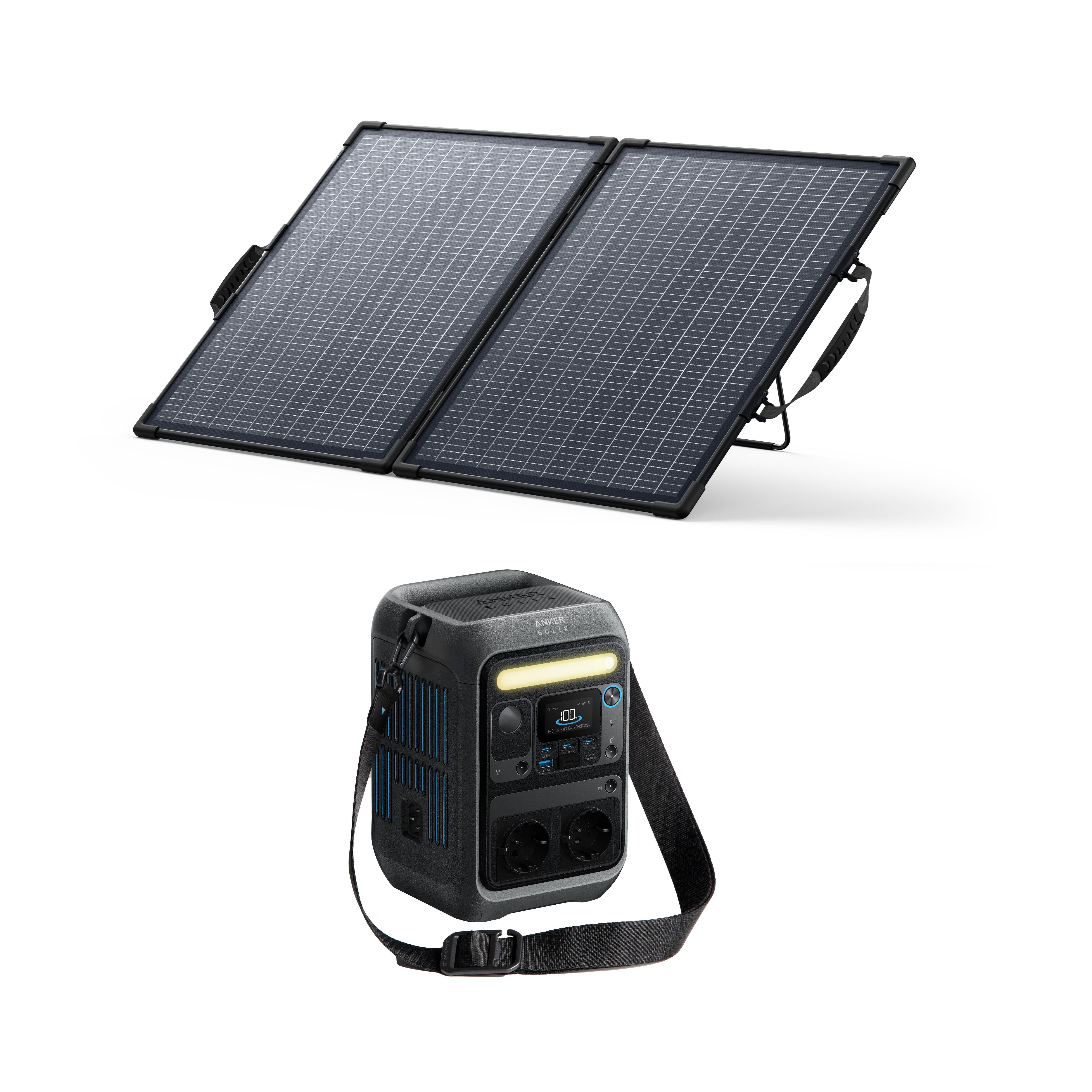 Zestaw stacja zasilania Anker C300X AC z bifacjalny panelem solarnym 100 W