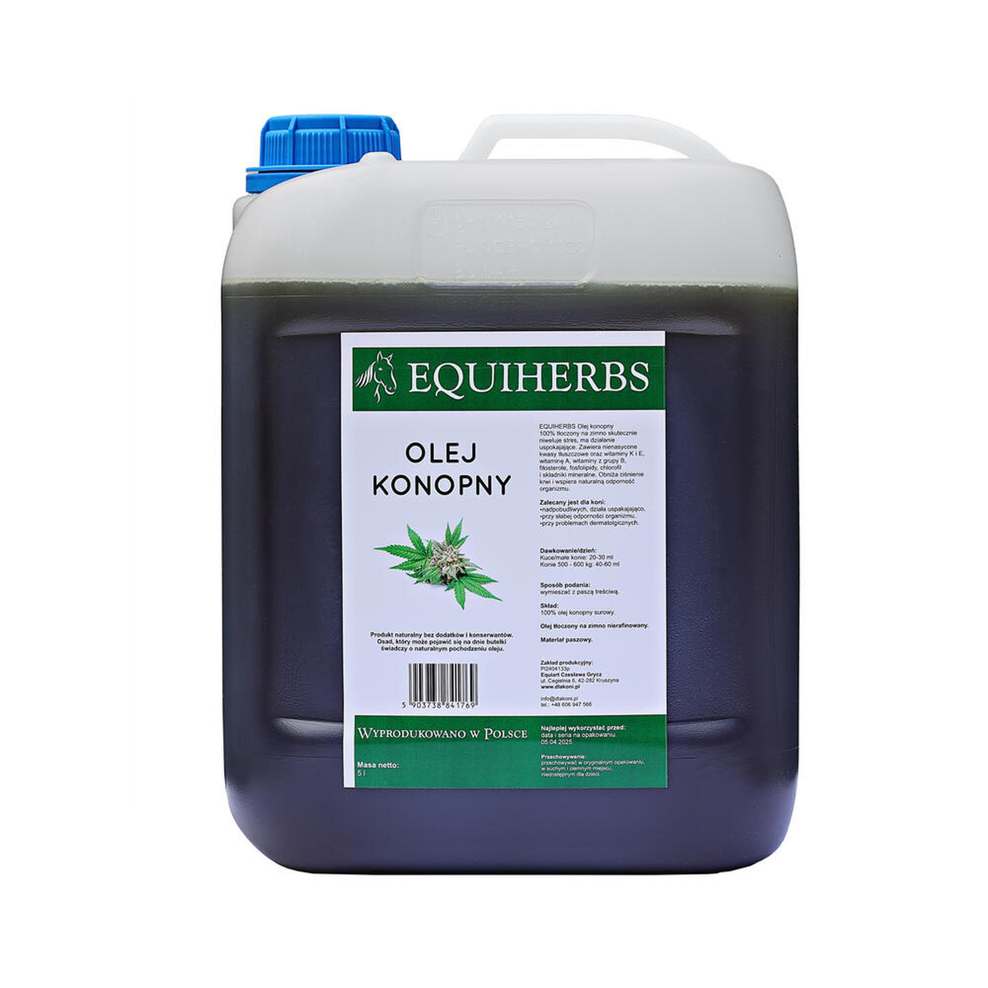 Olej konopny dla koni EQUIHERBS