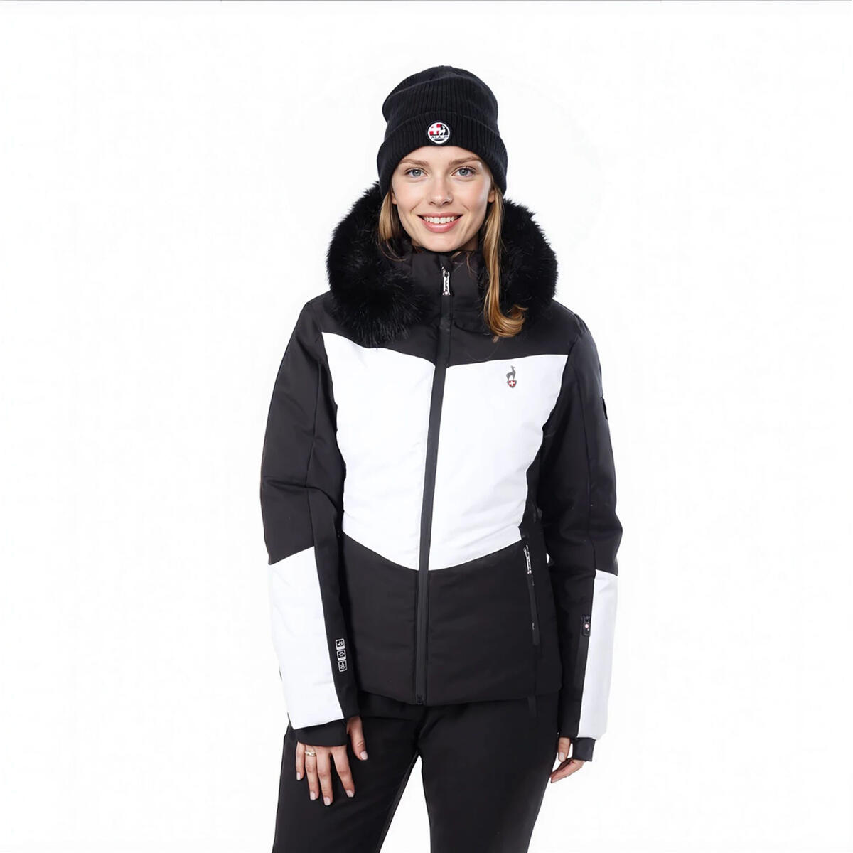 Kurtka narciarska zimowa damska AULP SANDI z odpinanym kaputrem