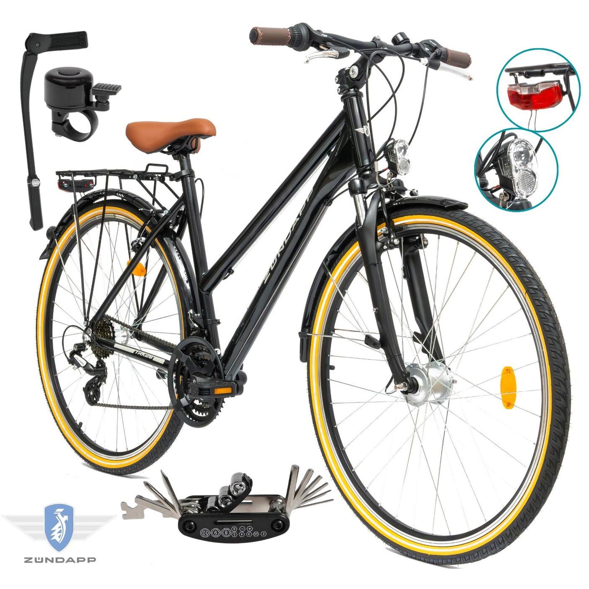 Rower Damski Trekkingowy 28" Aluminium SHIMANO Amortyzacja Światła Bagażnik