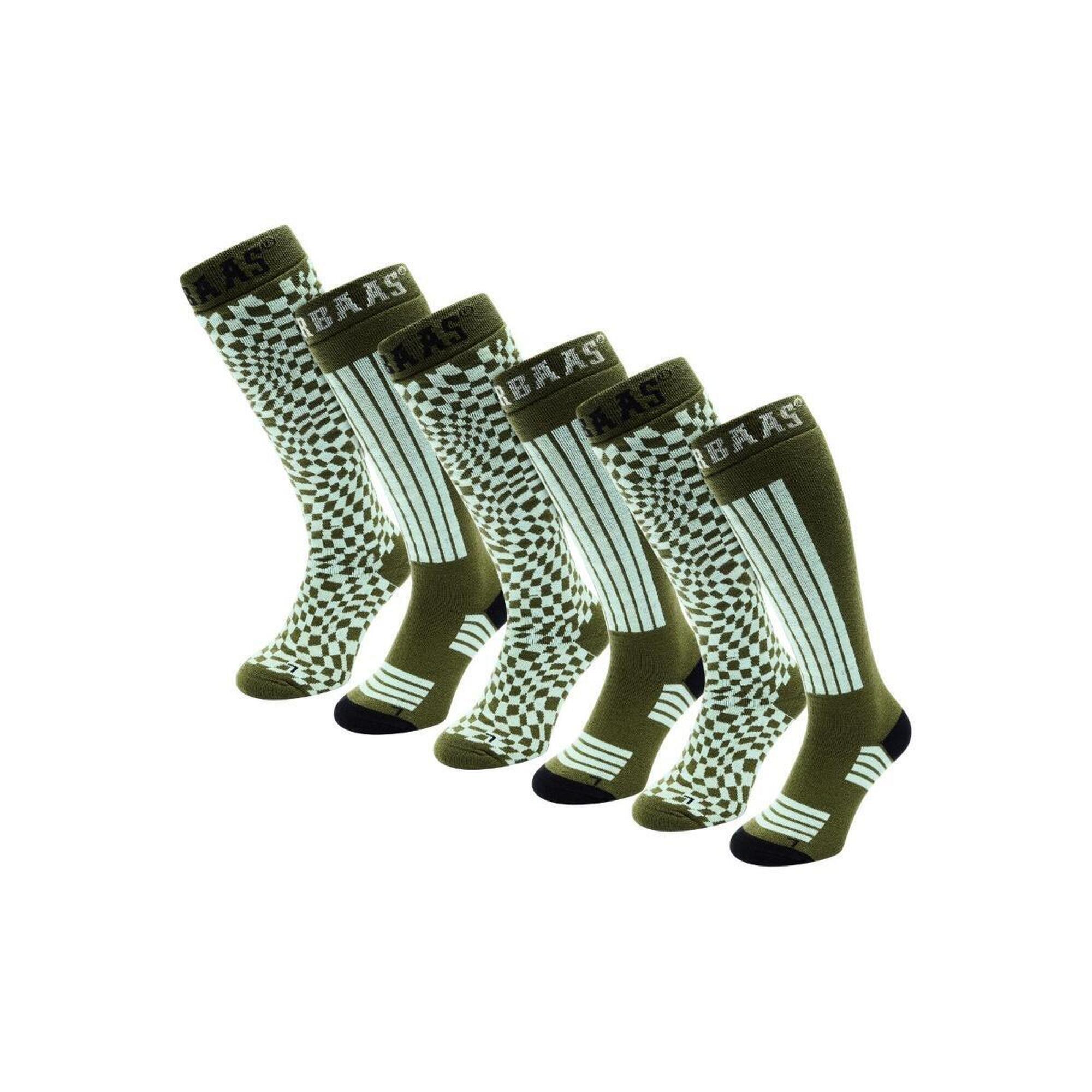 Skarpety narciarskie - unisex - 6 par - oliwkowo-zielone