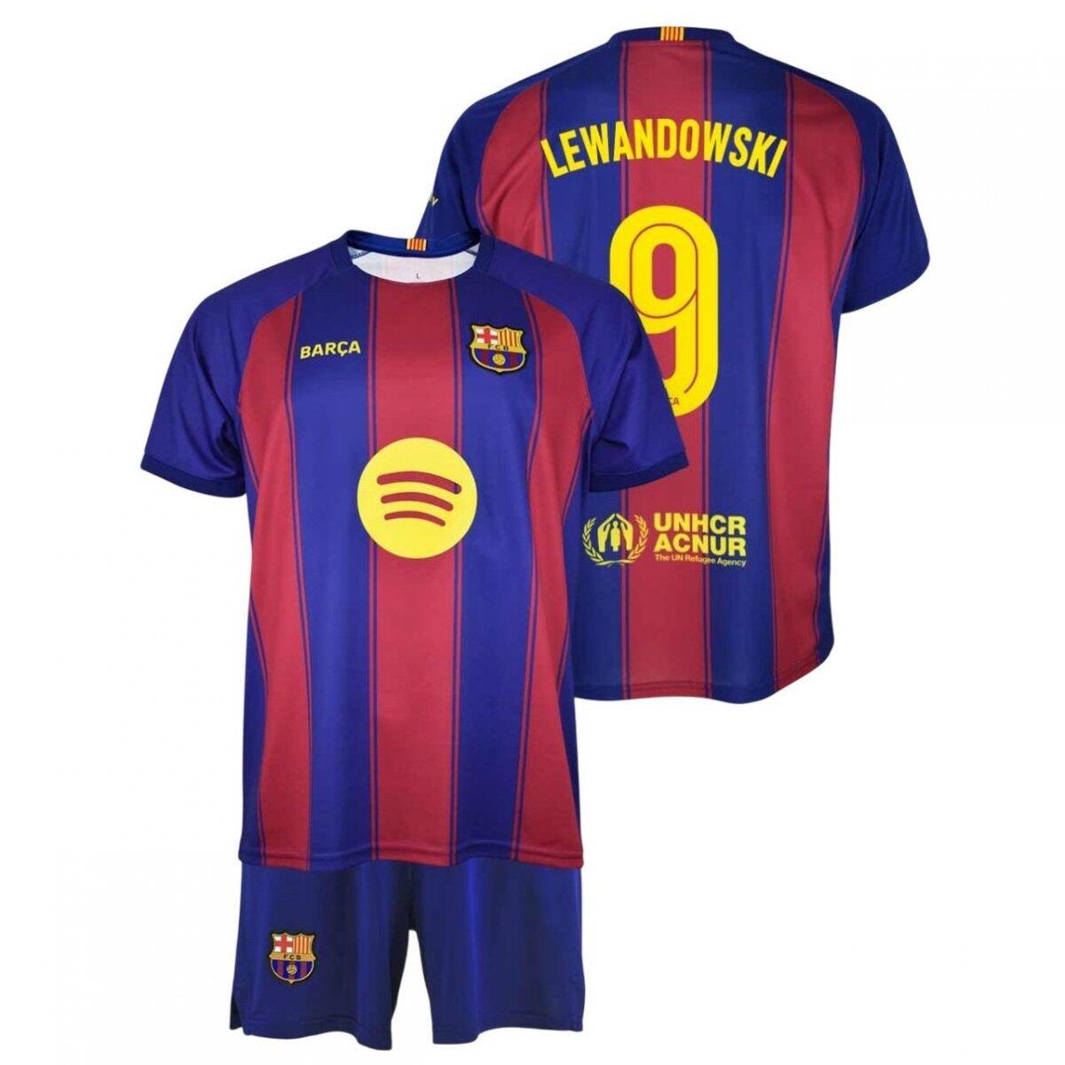 FC Barcelona Lewandowski komplet koszulka spodenki junior box 2025/26