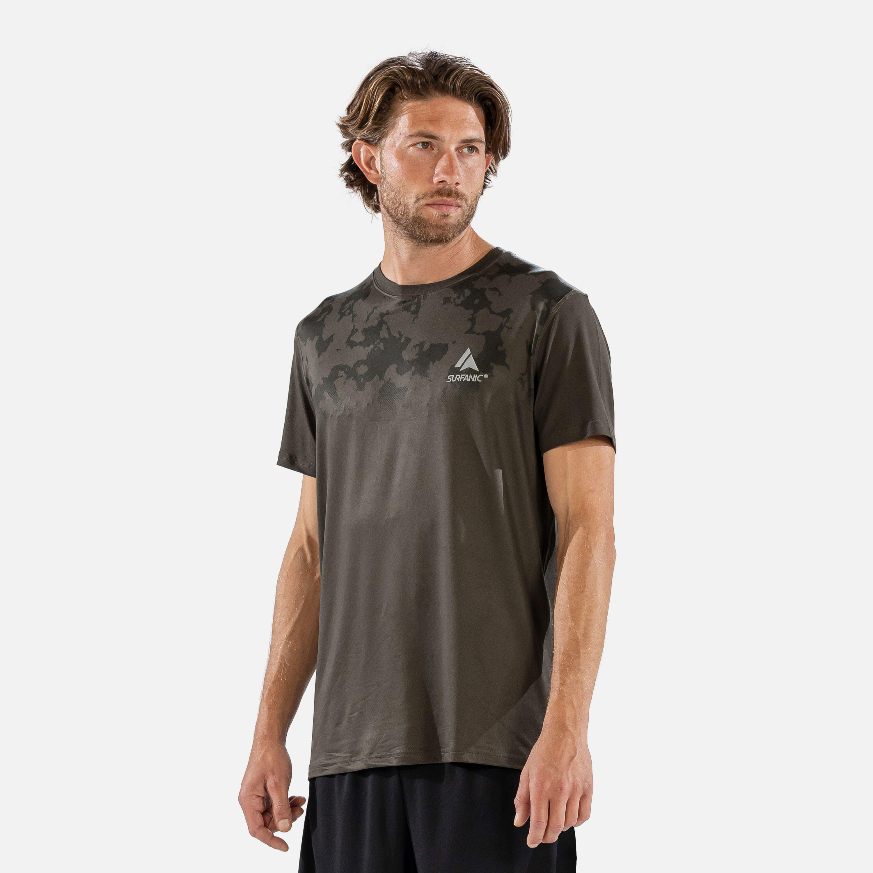 Koszulka Męska Termoaktywna Krótki Rękaw SURFANIC Carbon Dri Oliwkowa