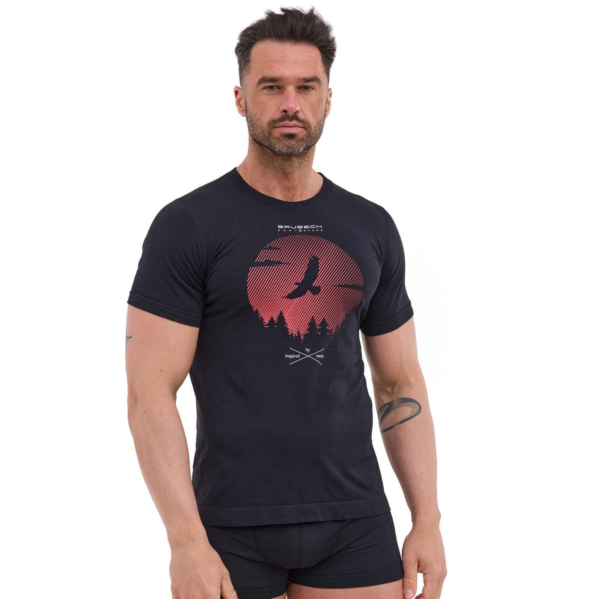 Koszulka męska z krótkim rękawem wełniana Brubeck OUTDOOR WOOL PRO