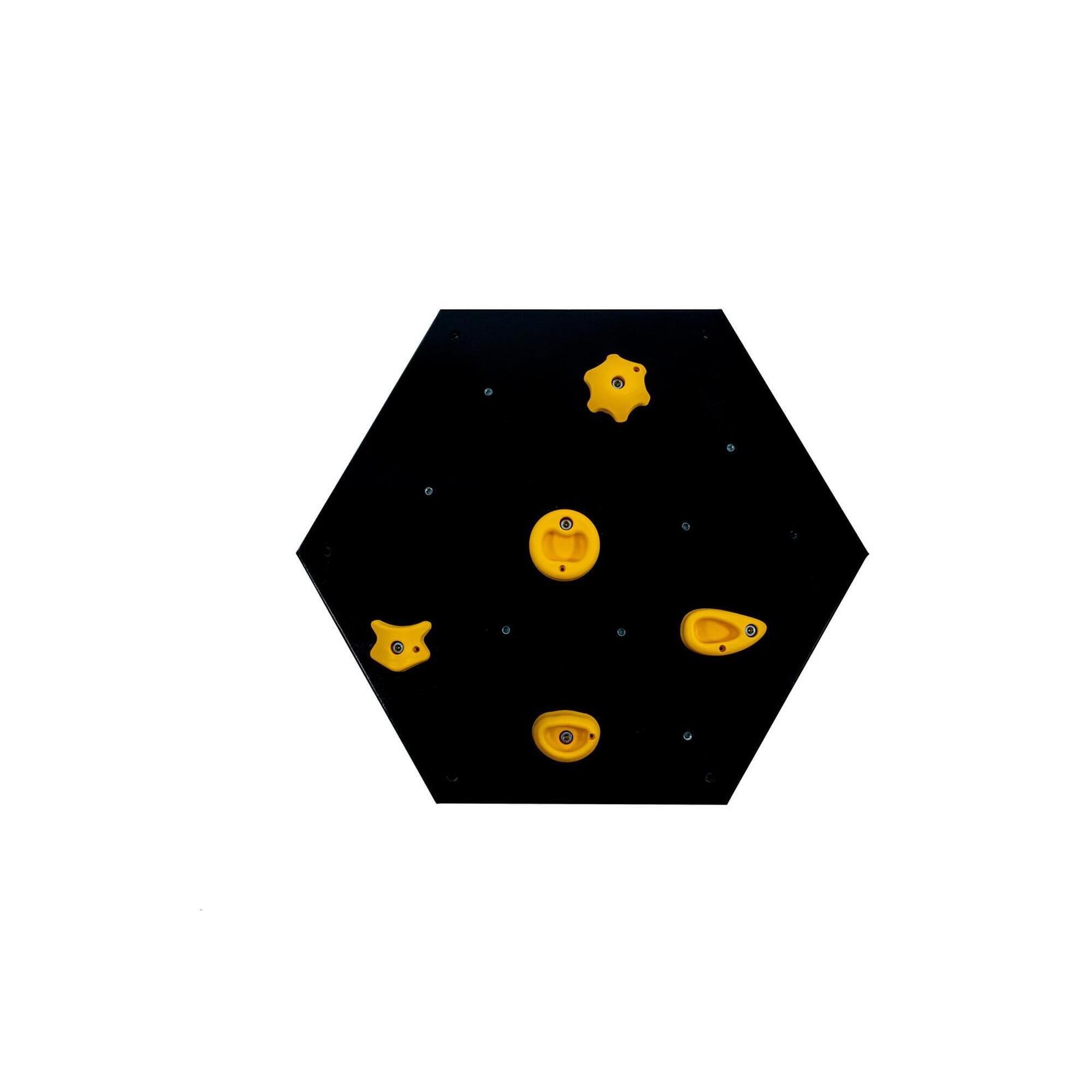 Sześciokątna ścianka wspinaczkowa czarna moduł + 5 uchwytów UNDERFIT domowa