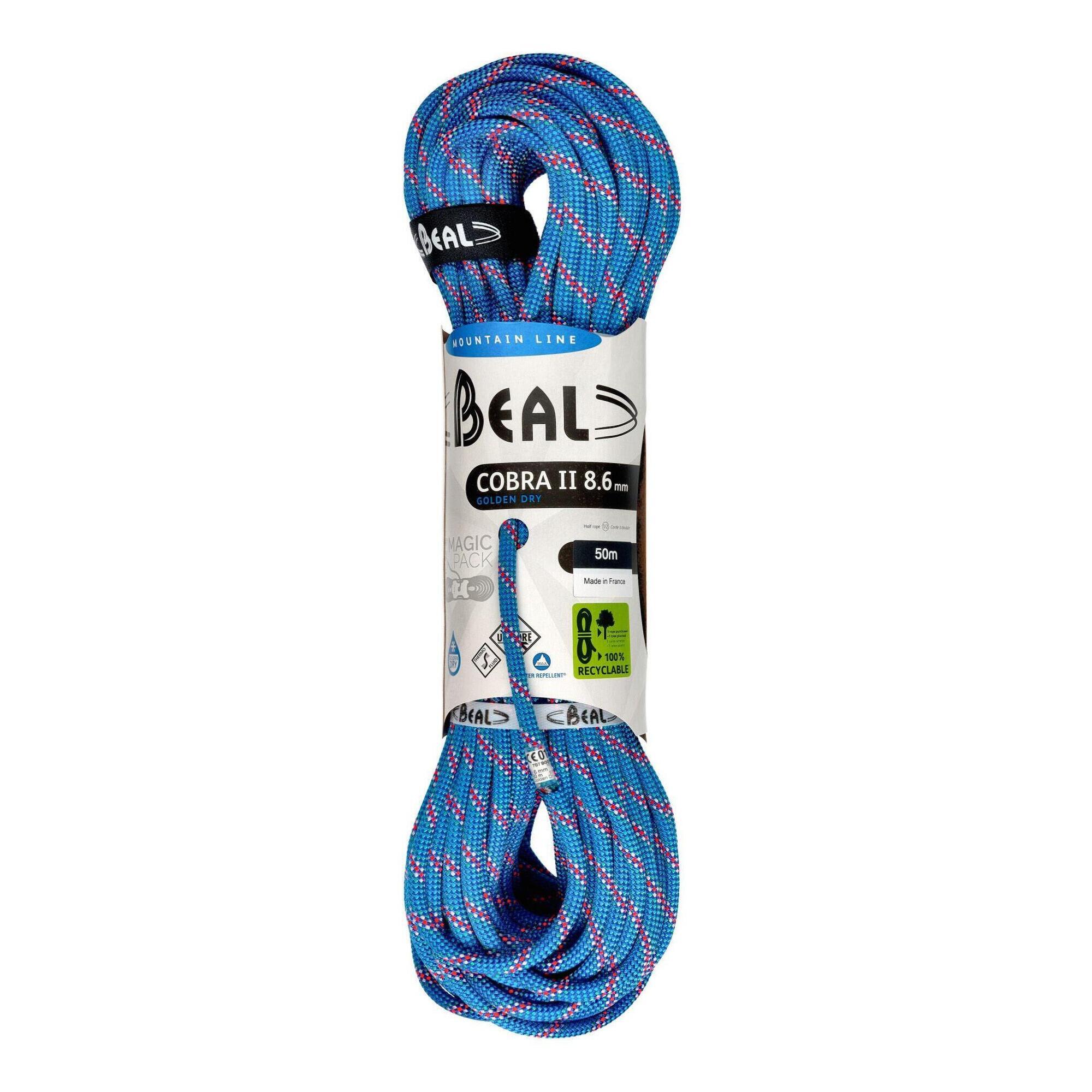 Lina dynamiczna Beal Cobra Unicore Golden Dry 8,6 mm 50 m - blue