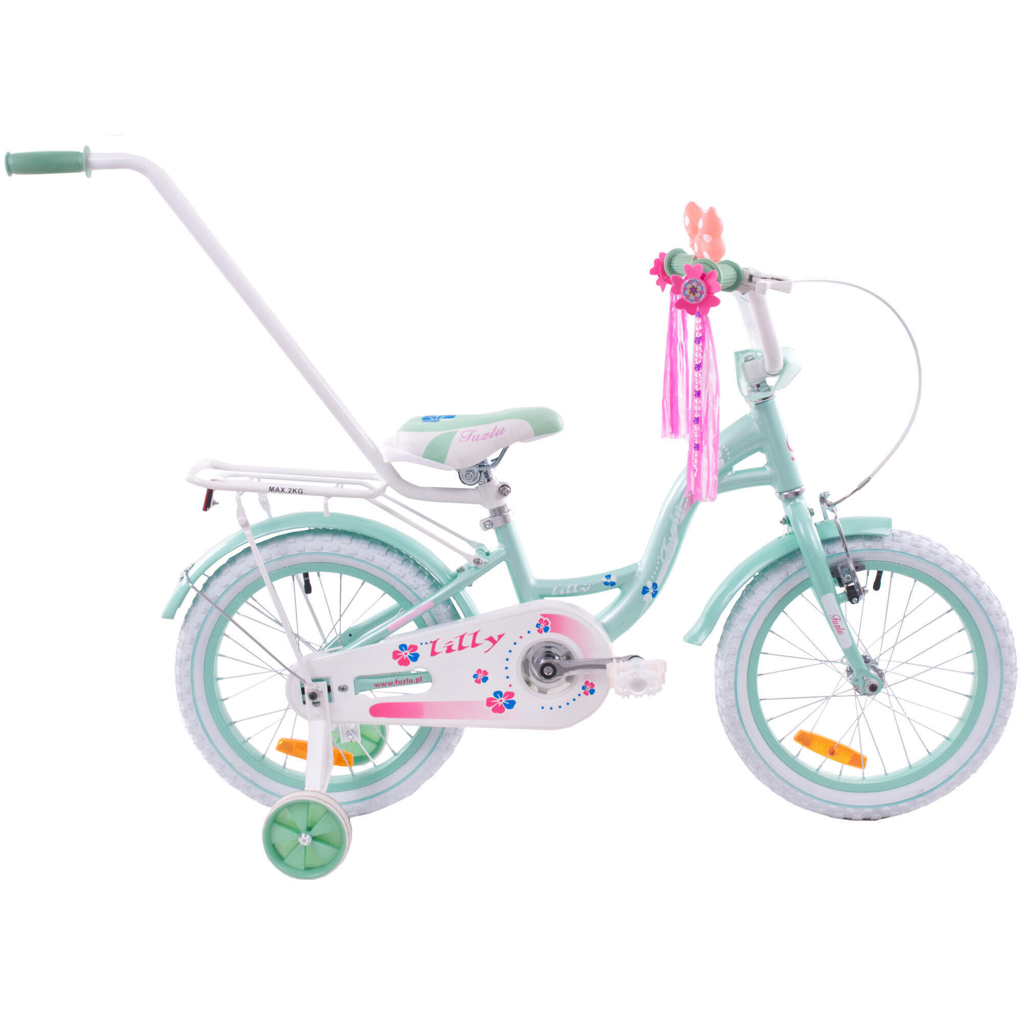 Rower dziecięcy 16 rowerek Fuzlu LILLY turkusowo różowy aluminiowy