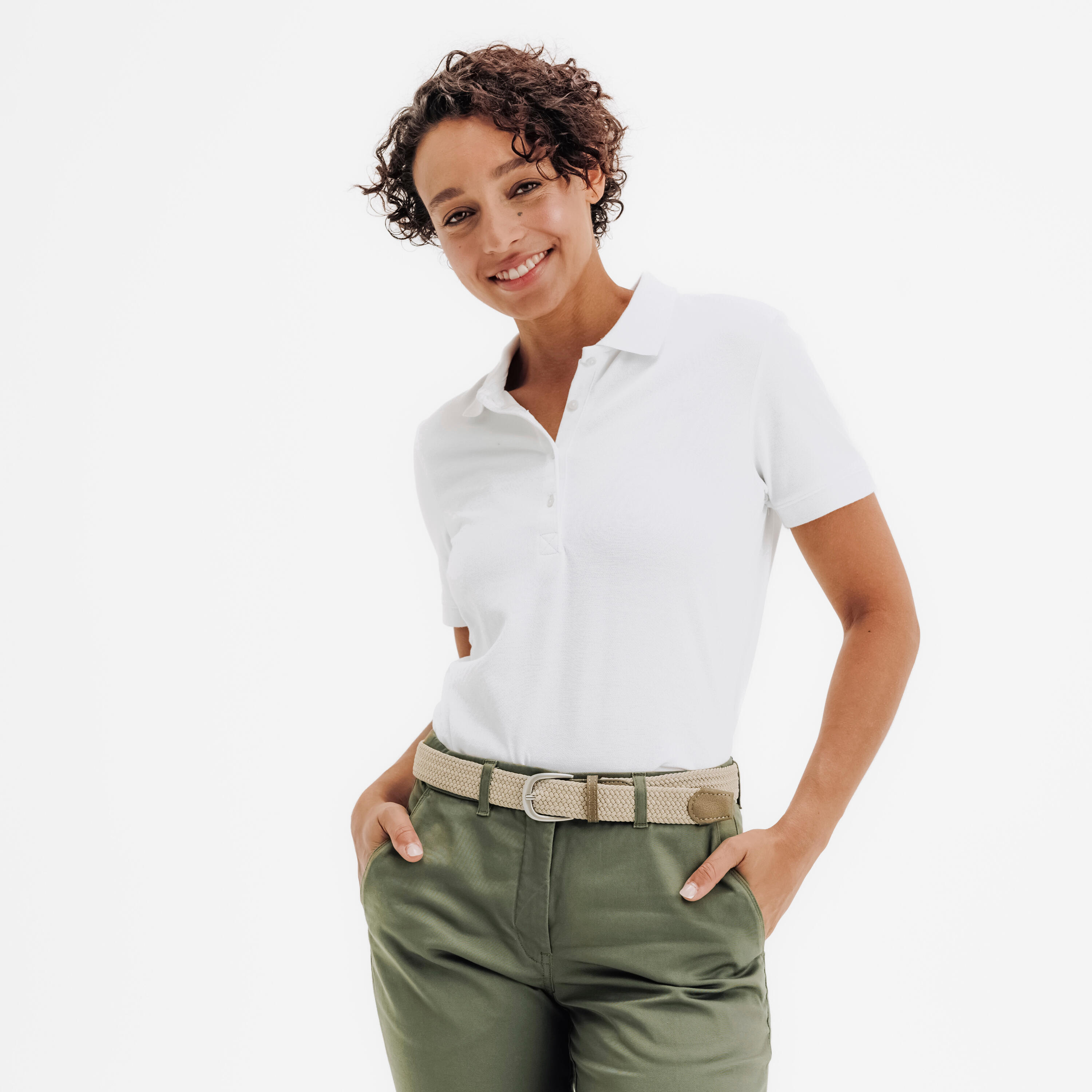 Koszulka polo do golfa z krótkim rękawem damska Inesis MW500