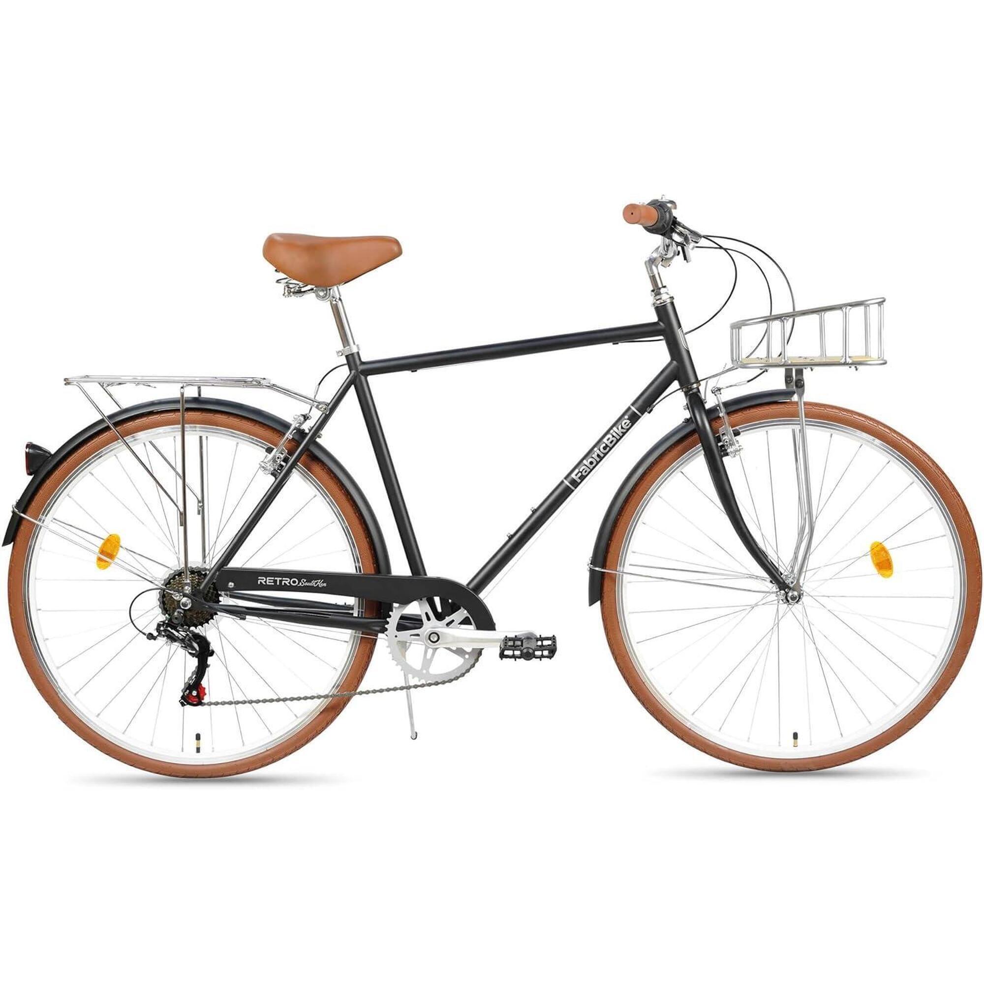 FabricBike Southken – rower miejski 28”, koszyk, komfort, 7 biegów, Black Deluxe