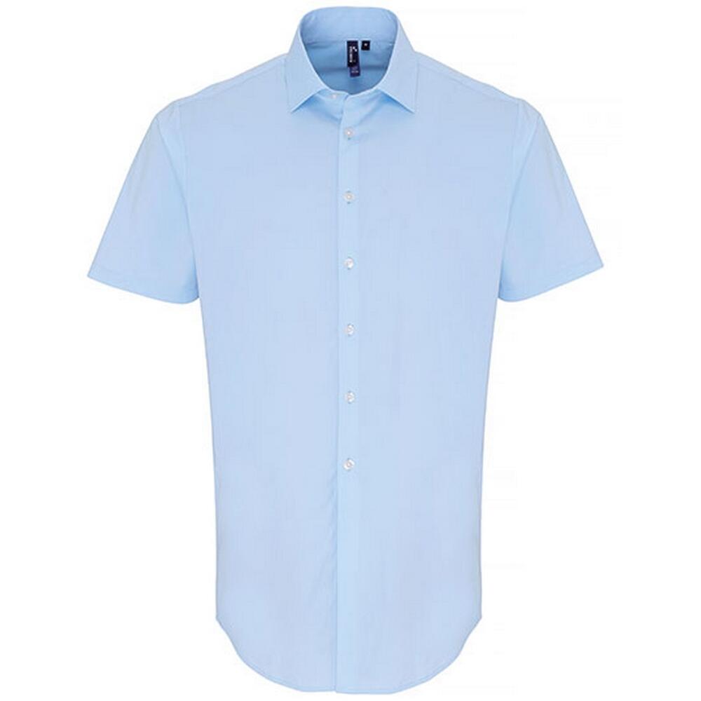 Męska Popelinowa Elastyczna Koszula Z Krótkim Rękawem