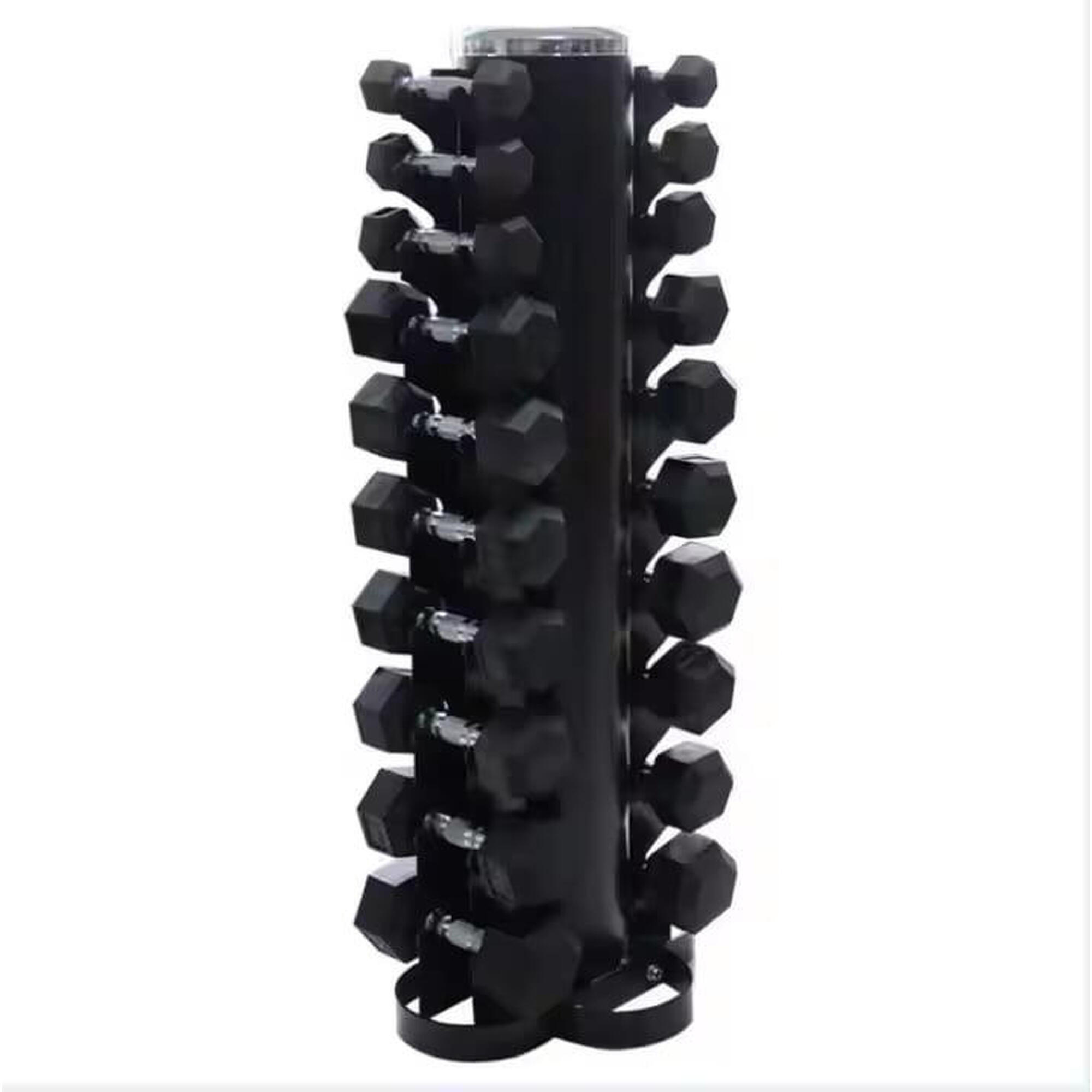 Zestaw hantli hex gumowanych 2 x 1-10 (110 kg) + stojak UF11635 UNDERFIT