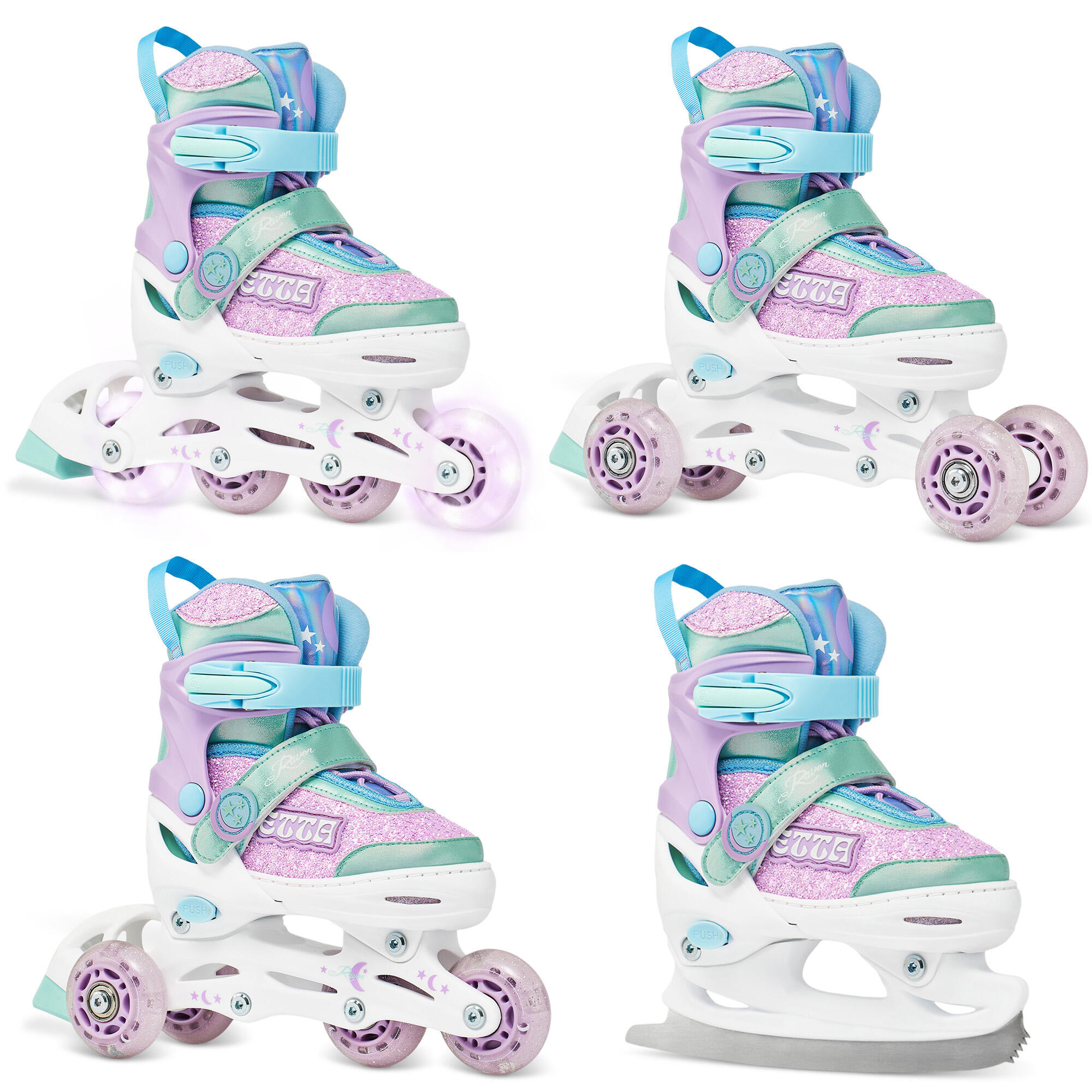 Rolki Łyżwy Wrotki Regulowane 4w1 Raven Etta Kółka LED