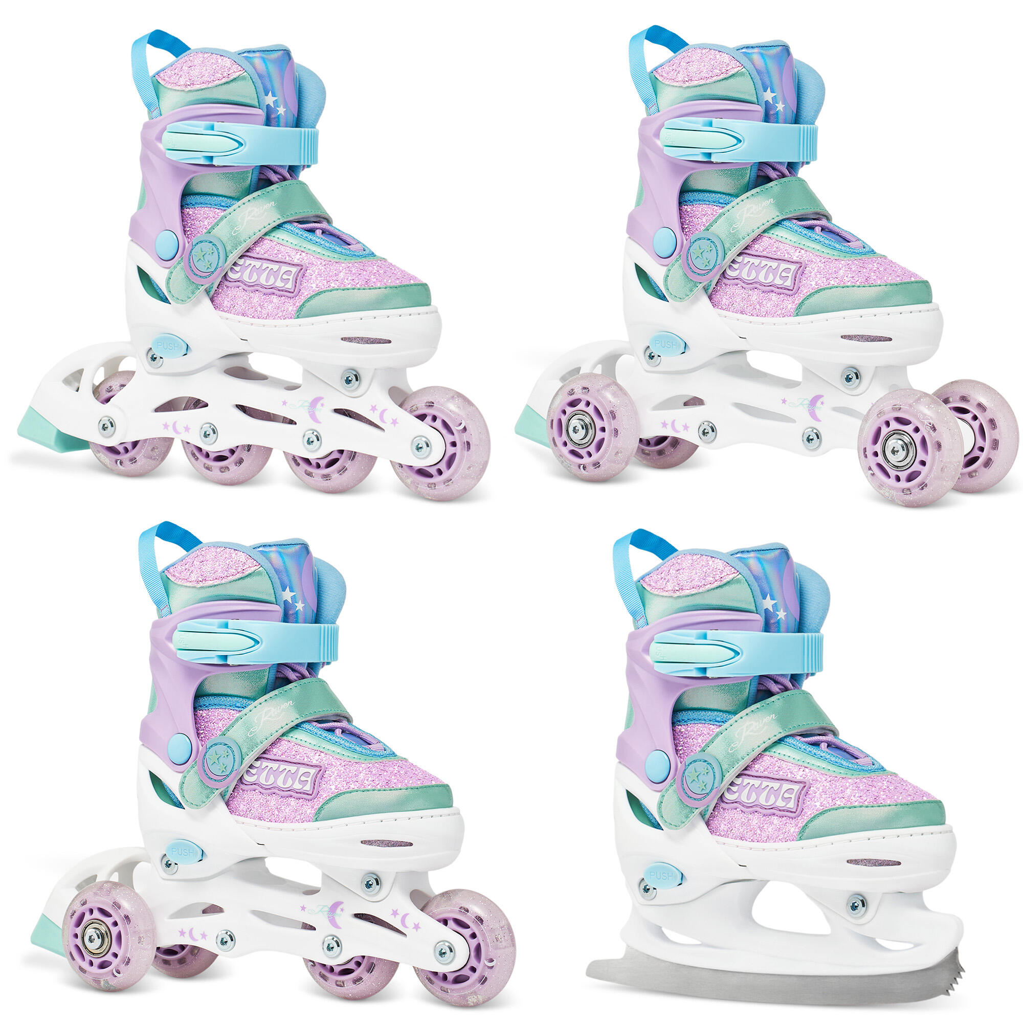 Rolki Łyżwy Wrotki Regulowane 4w1 Raven Etta Kółka LED