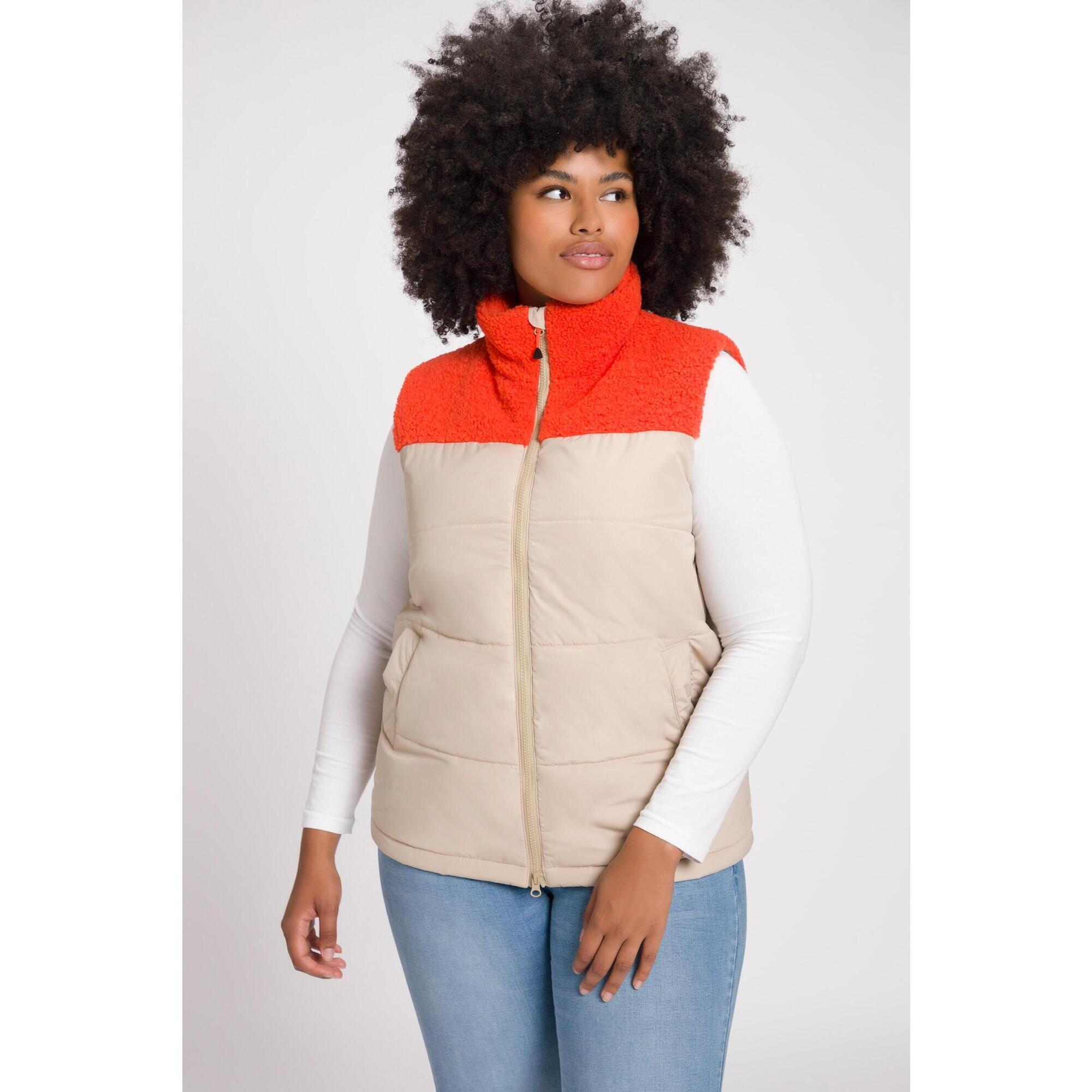 Damskie Pikowana kamizelka pluszowy polar stójka dwukierunkowy suwak