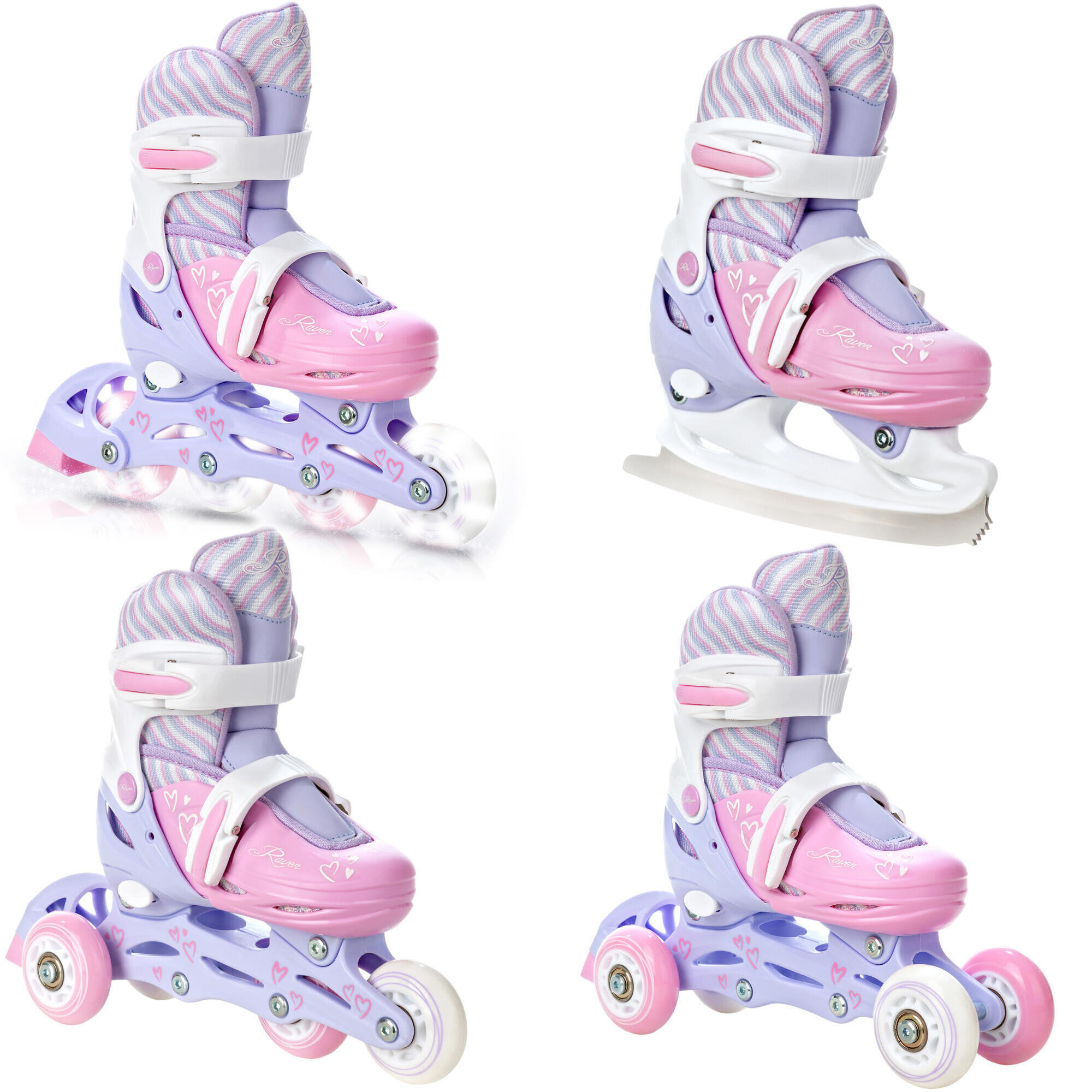 Rolki Wrotki Łyżwy Regulowane 4w1 Raven Loret Świecące Kółka LED