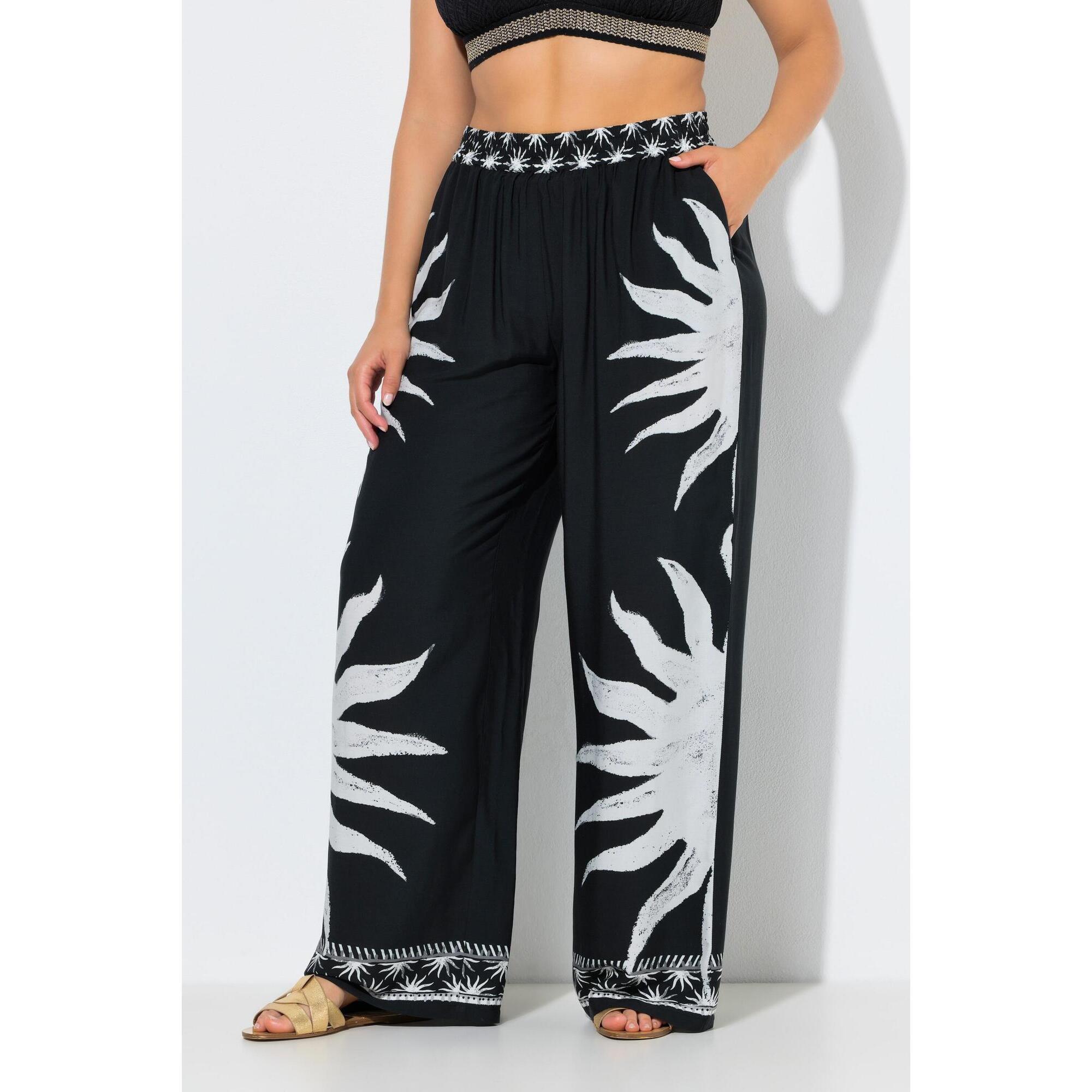 Damskie Spodnie palazzo słońca szeroka nogawka elastyczny pas