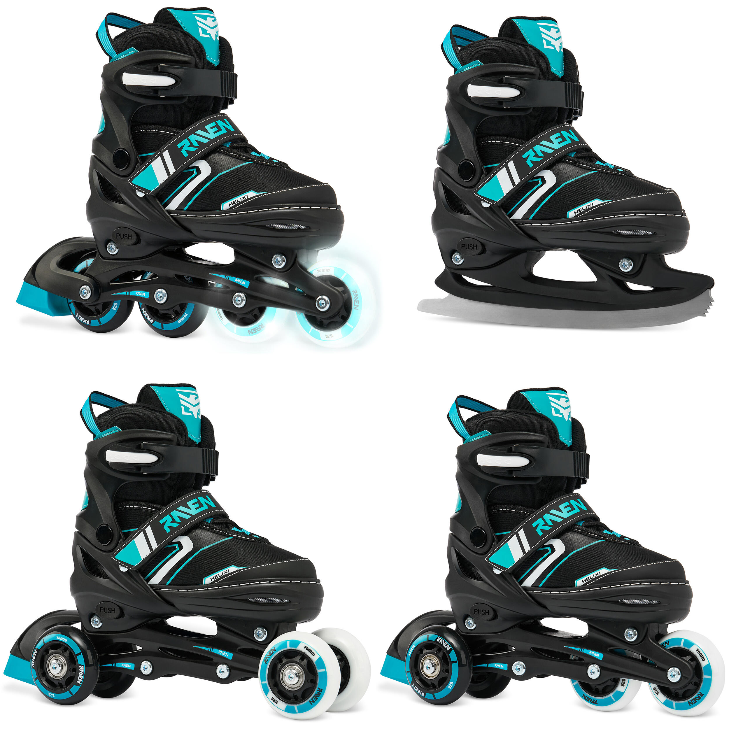 Rolki Łyżwy Wrotki 4w1 Regulowane Raven Helixi Kółka LED