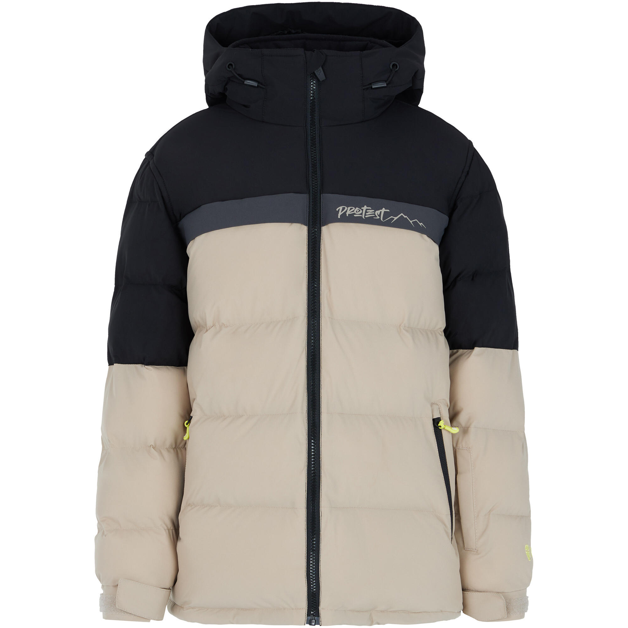 Kurtka narciarska/snowboardowa pikowana z kapturem zapinana na zamek Junior