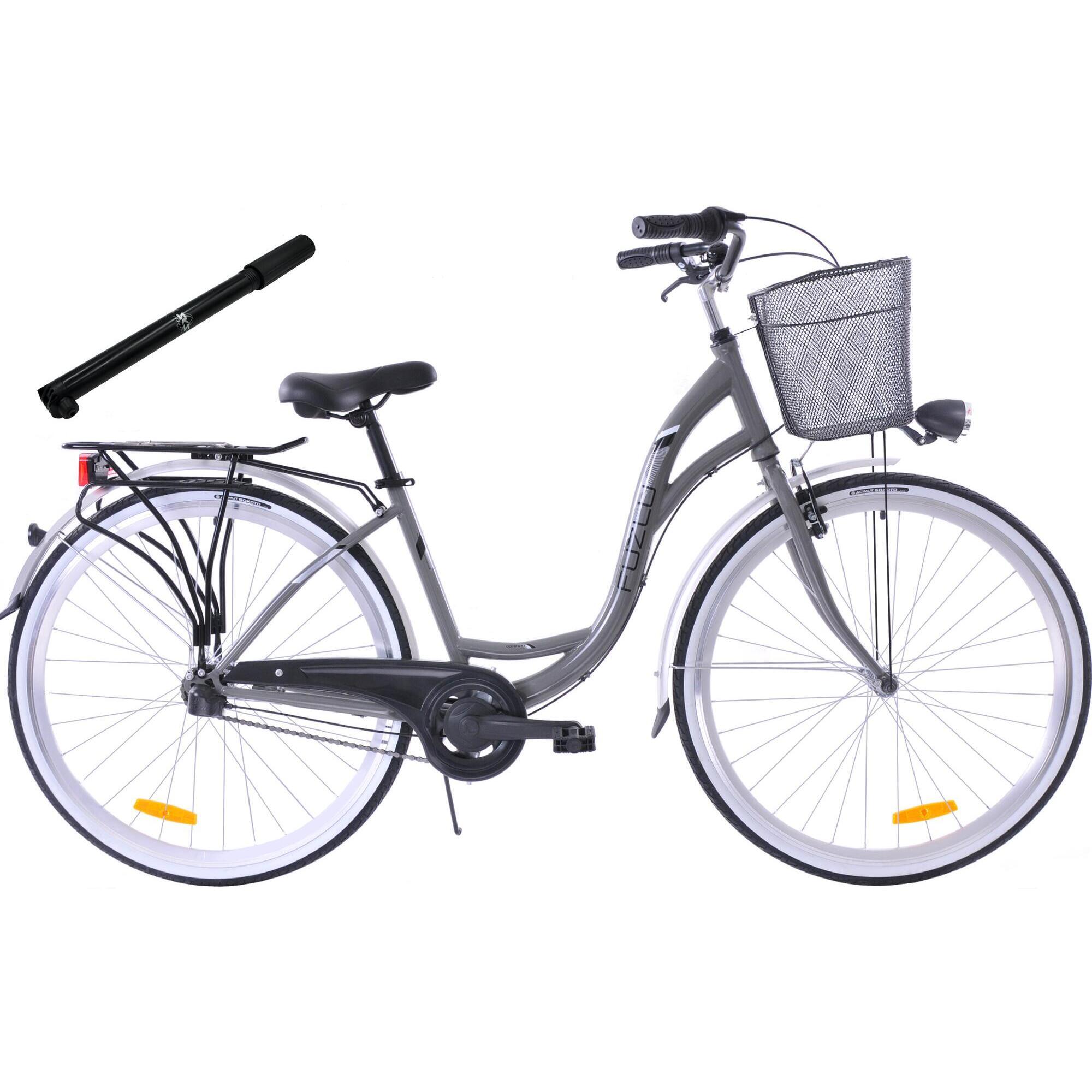 Rower miejski 28 Fuzlu Nevada S3 jasno grafitowy