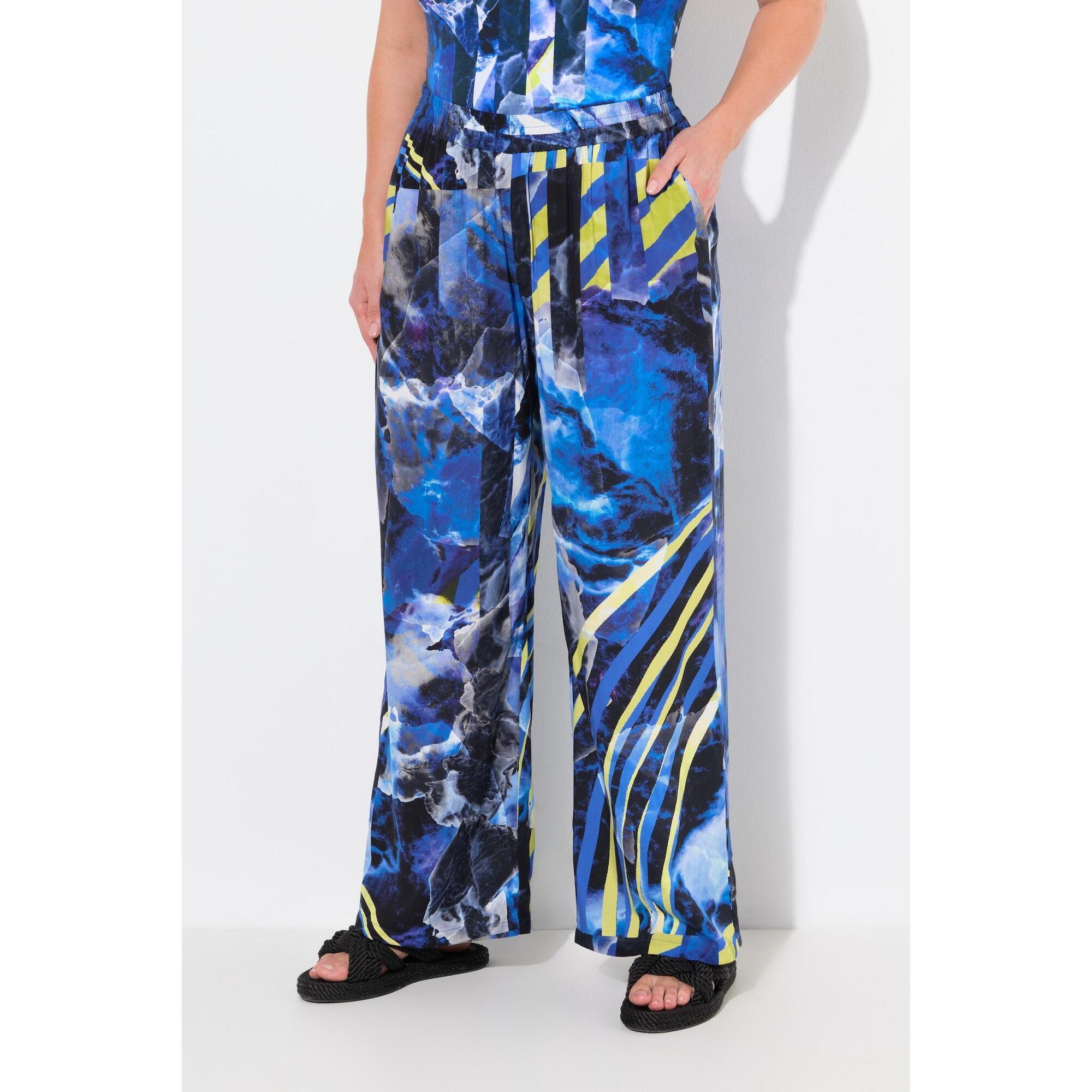 Damskie Spodnie palazzo szeroka prosta nogawka elastyczny pas