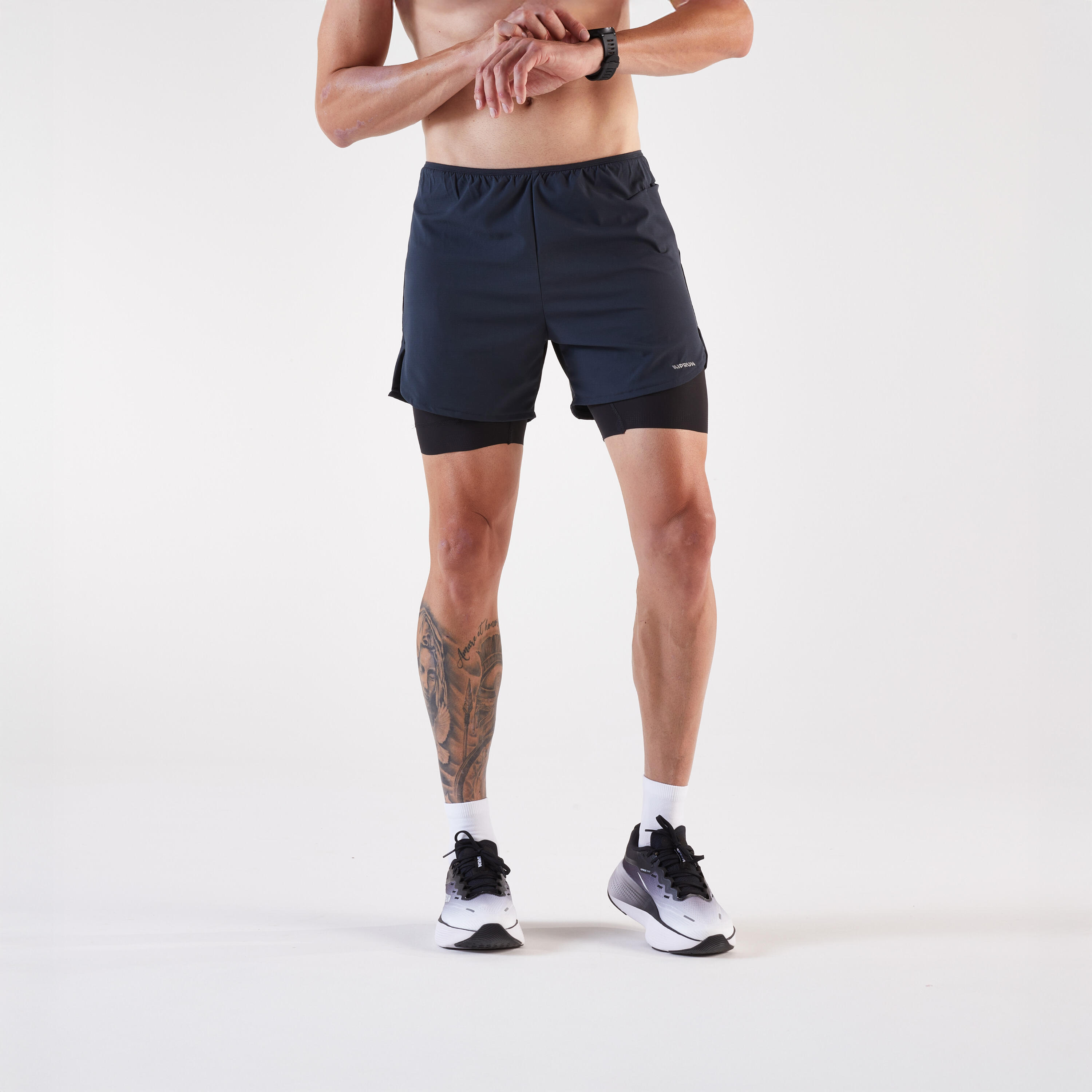 Spodenki do biegania męskie Kiprun 2w1 Run 500 Comfort