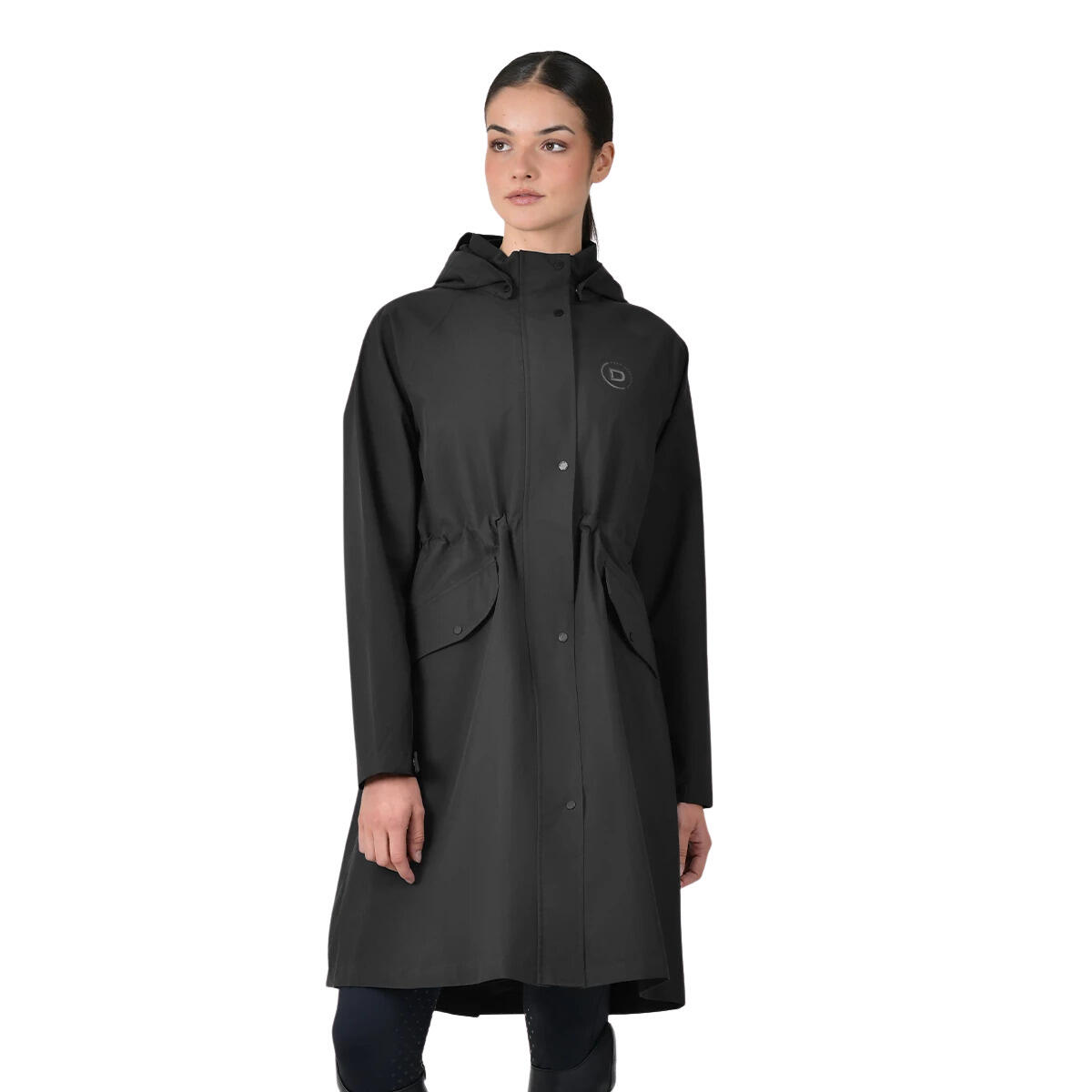 Długa kurtka przeciwdeszczowa dla kobiet do jazdy konnej Dublin