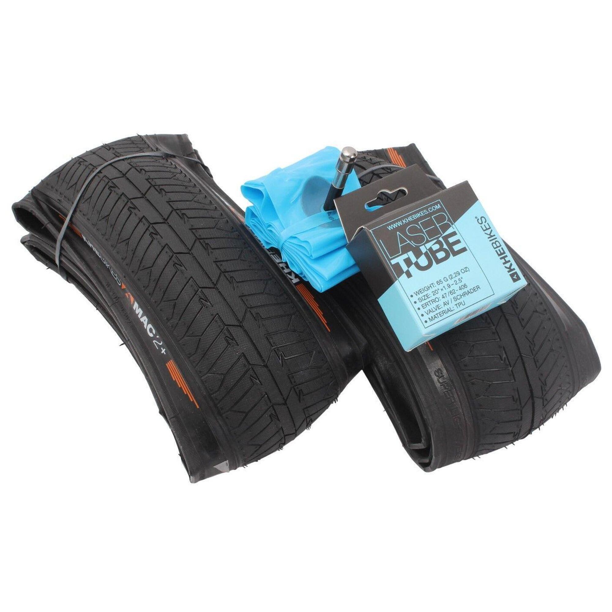 BMX opony 2x MAC2+ składane + 2x dętki KHE LASER