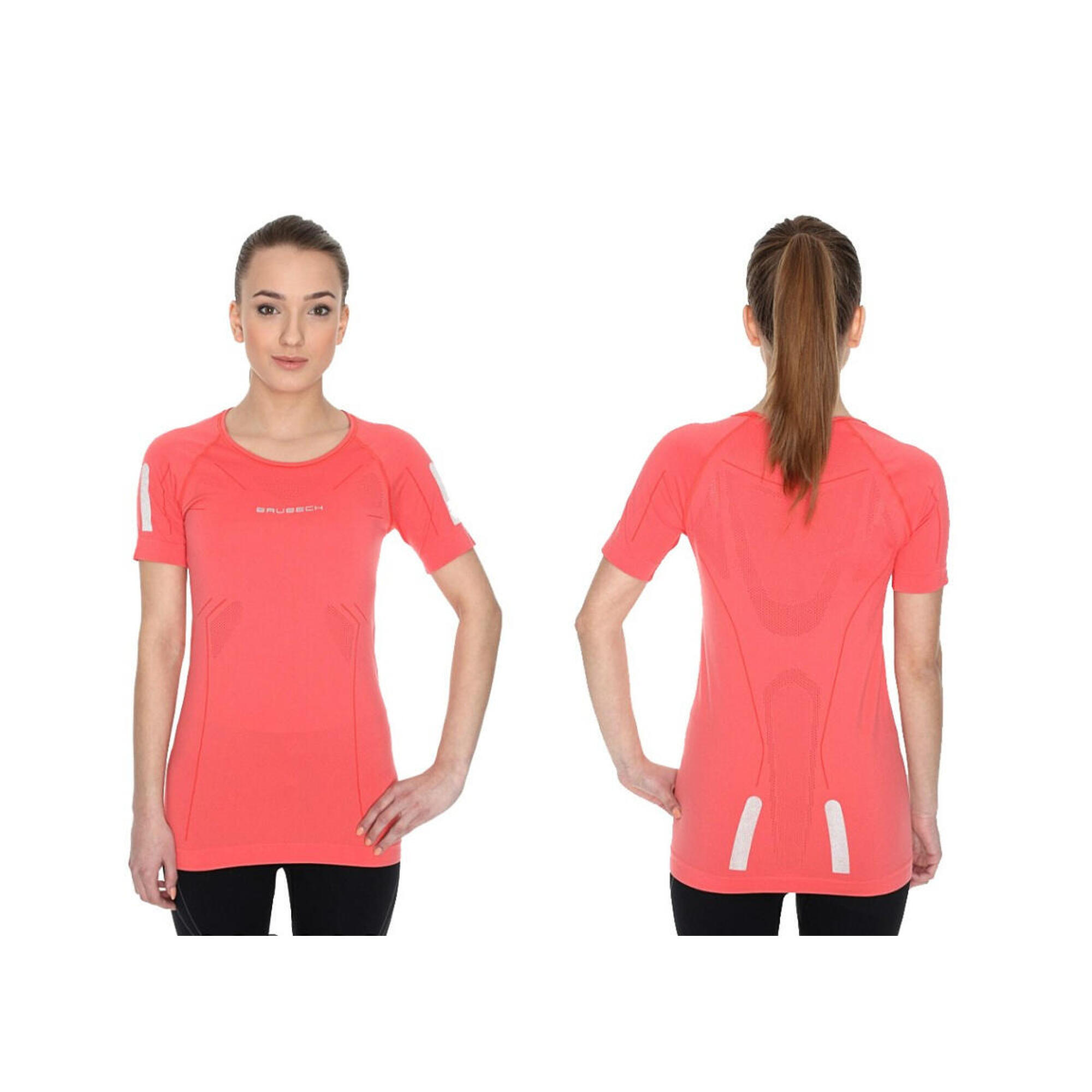 Koszulka damska krótki rękaw Brubeck Athletic koralowy S SS11080