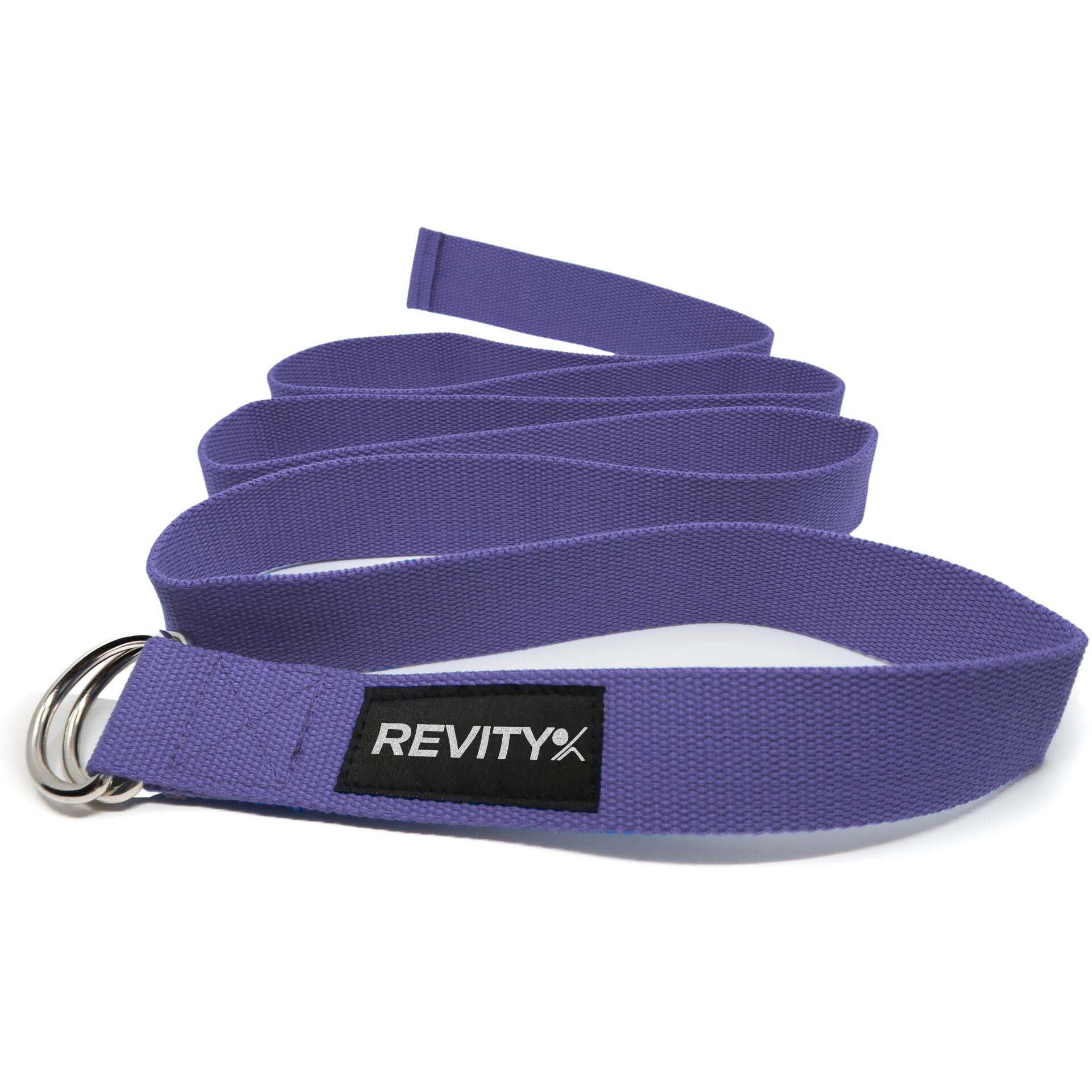 Pasek do jogi i pilatesu Revity fioletowy 200 x 3.8 cm