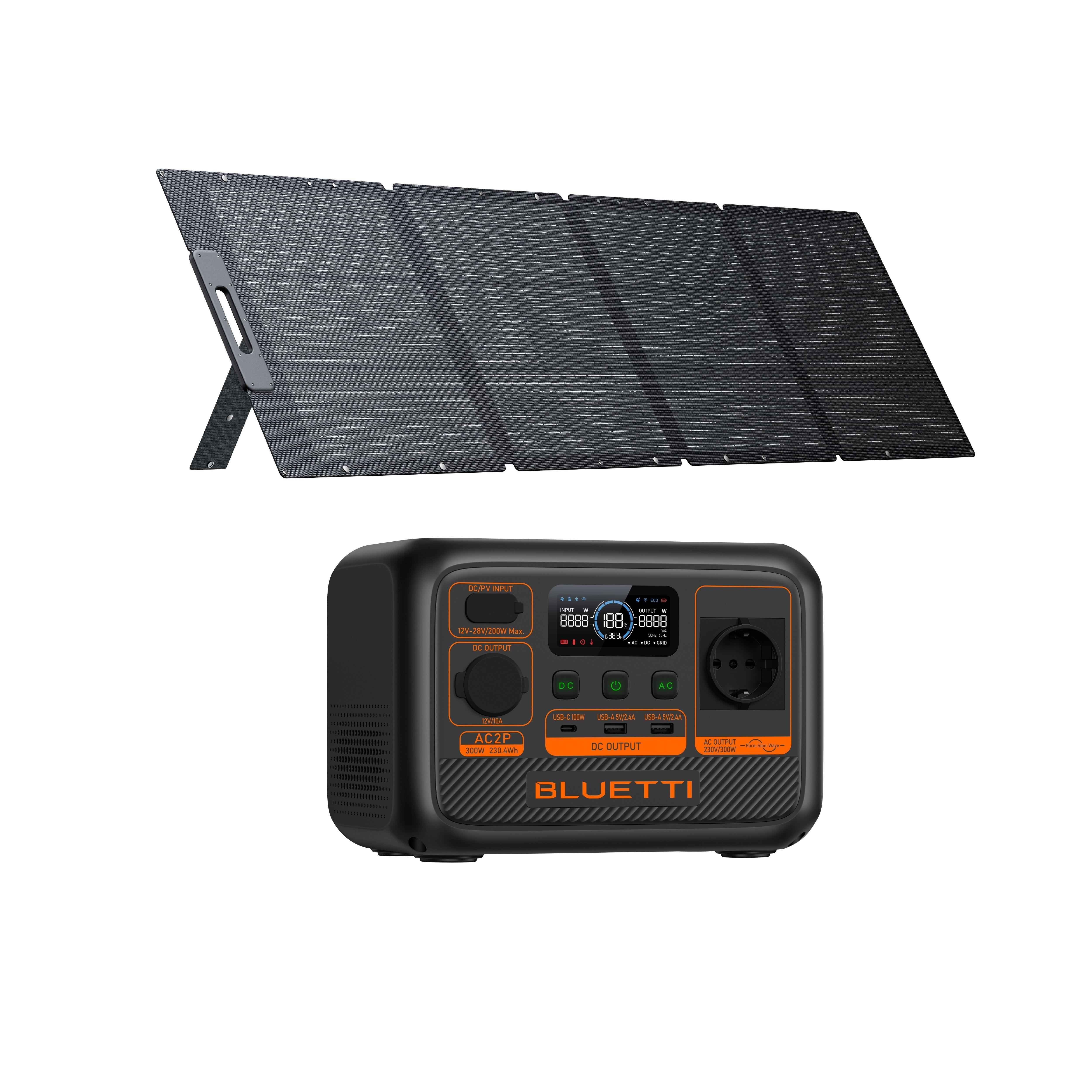 Zestaw stacja zasilania BLUETTI AC2P z panelem solarnym 200 W