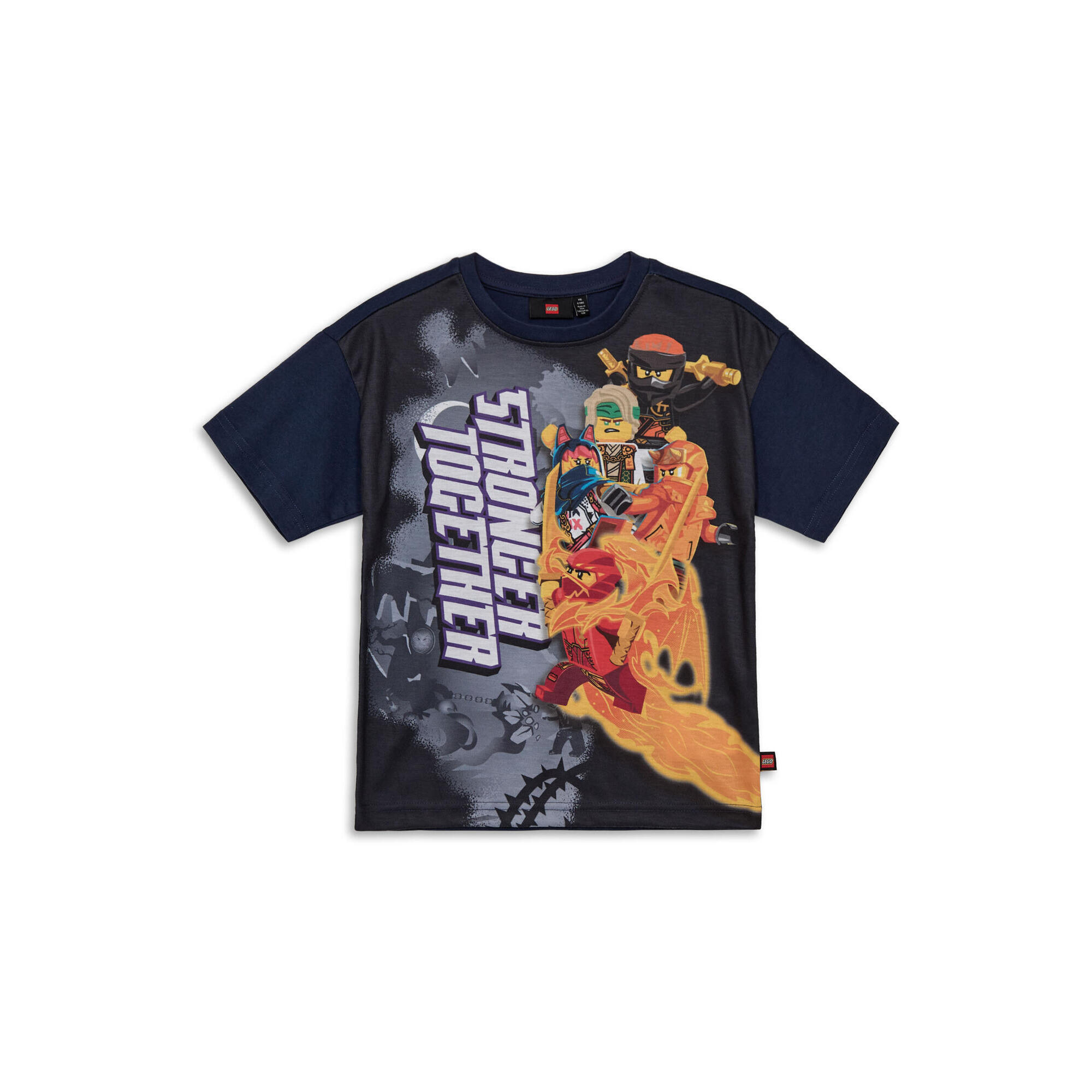 LEGO NINJAGO koszulka dziecięca Taffy 207, granatowa, krótki rękaw, duży nadruk.