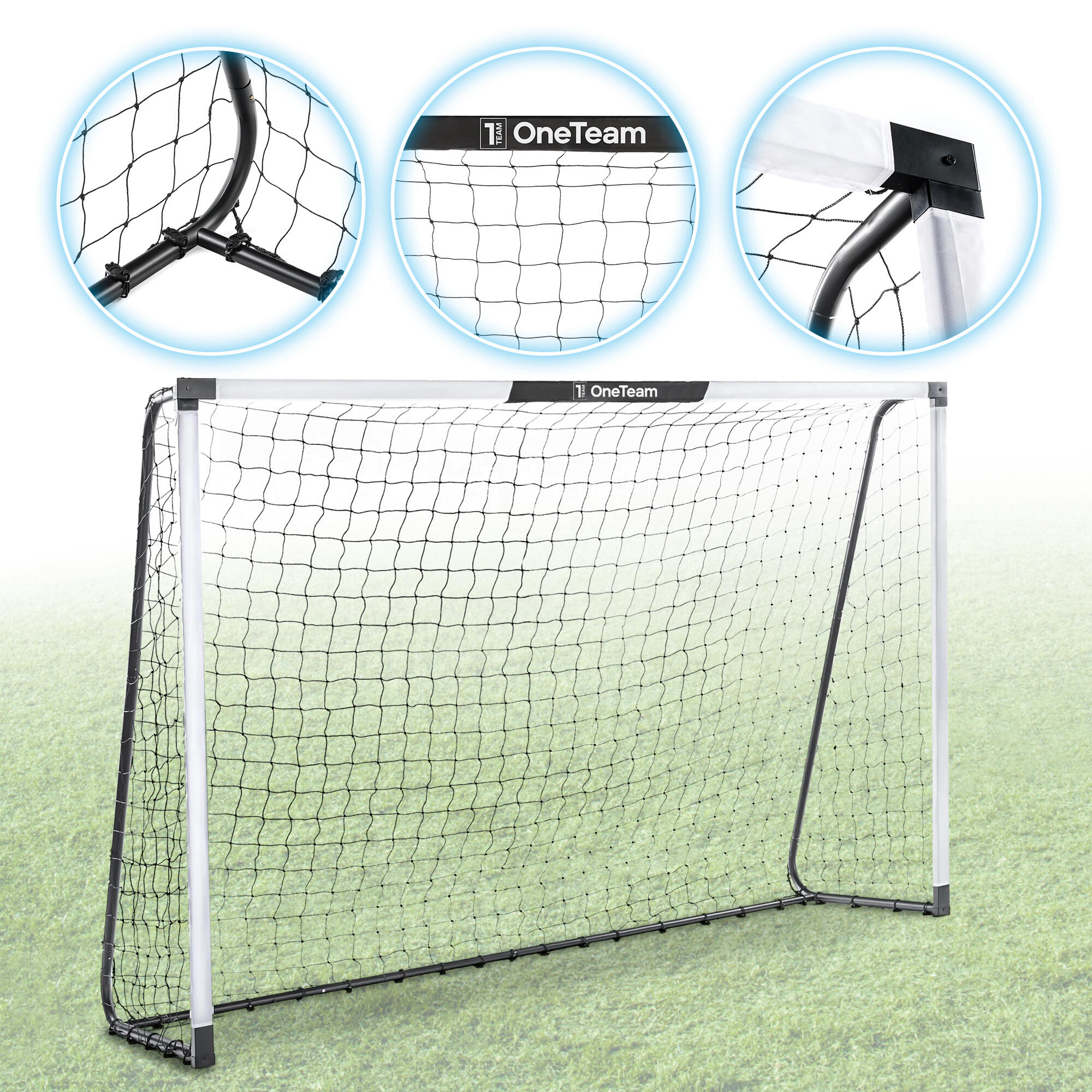 Bramka do piłki nożnej OneTeam One biała stal ocynkowana 300 x 160 x 90 cm