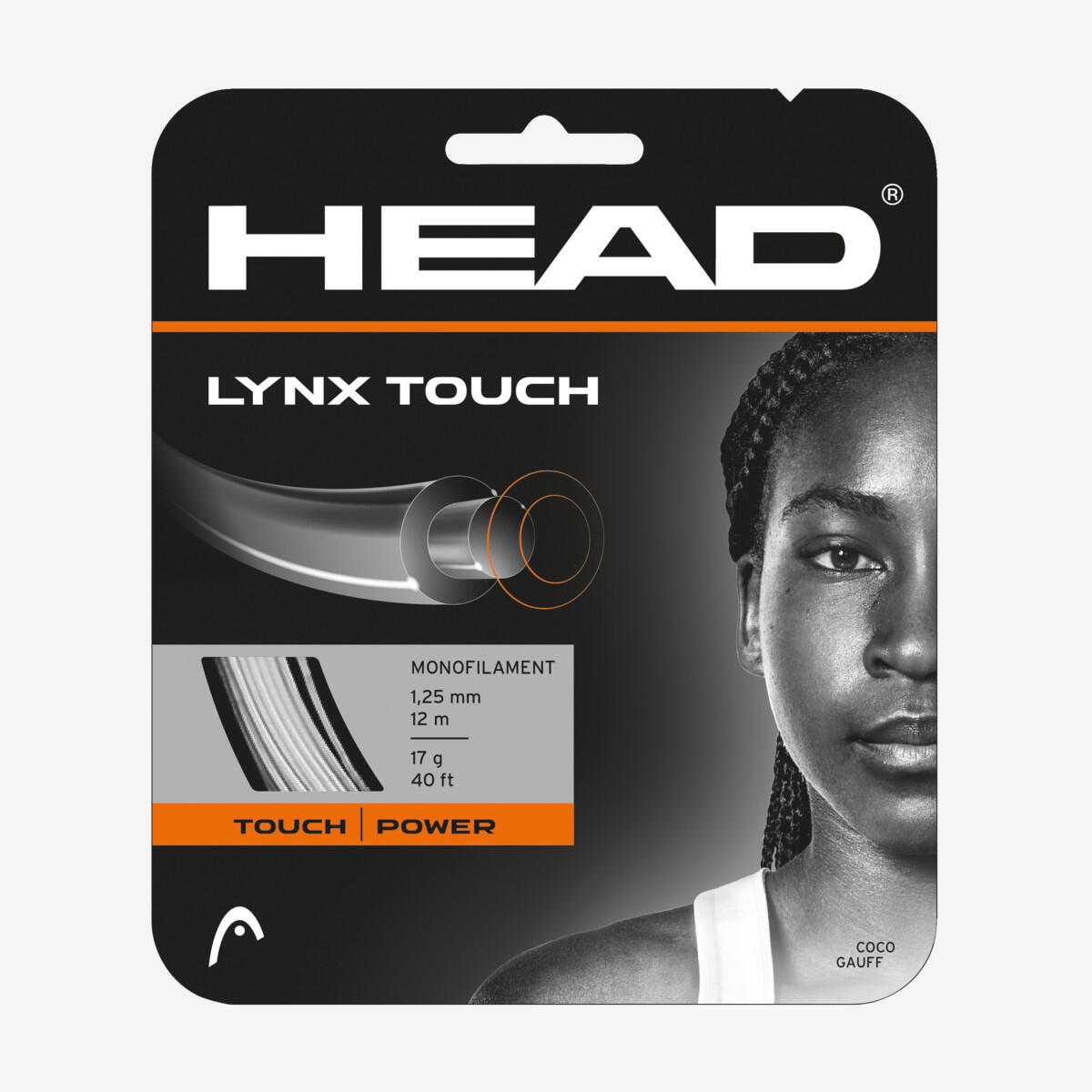 Naciąg do rakiety Head LYNX TOUCH set 12 m. transparent/black 1,25 mm.