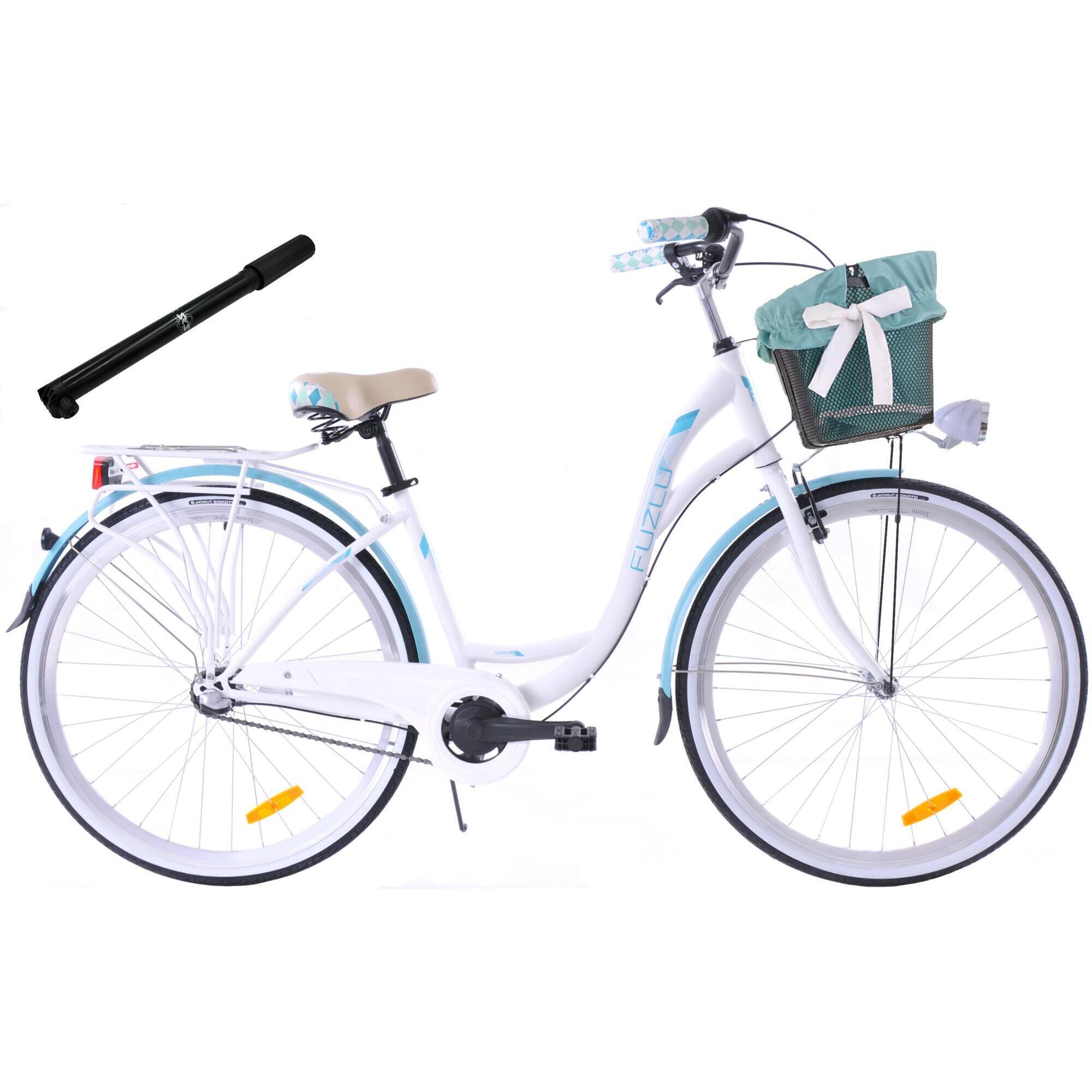 Rower miejski 28 Fuzlu Nevada S3 biało-morski