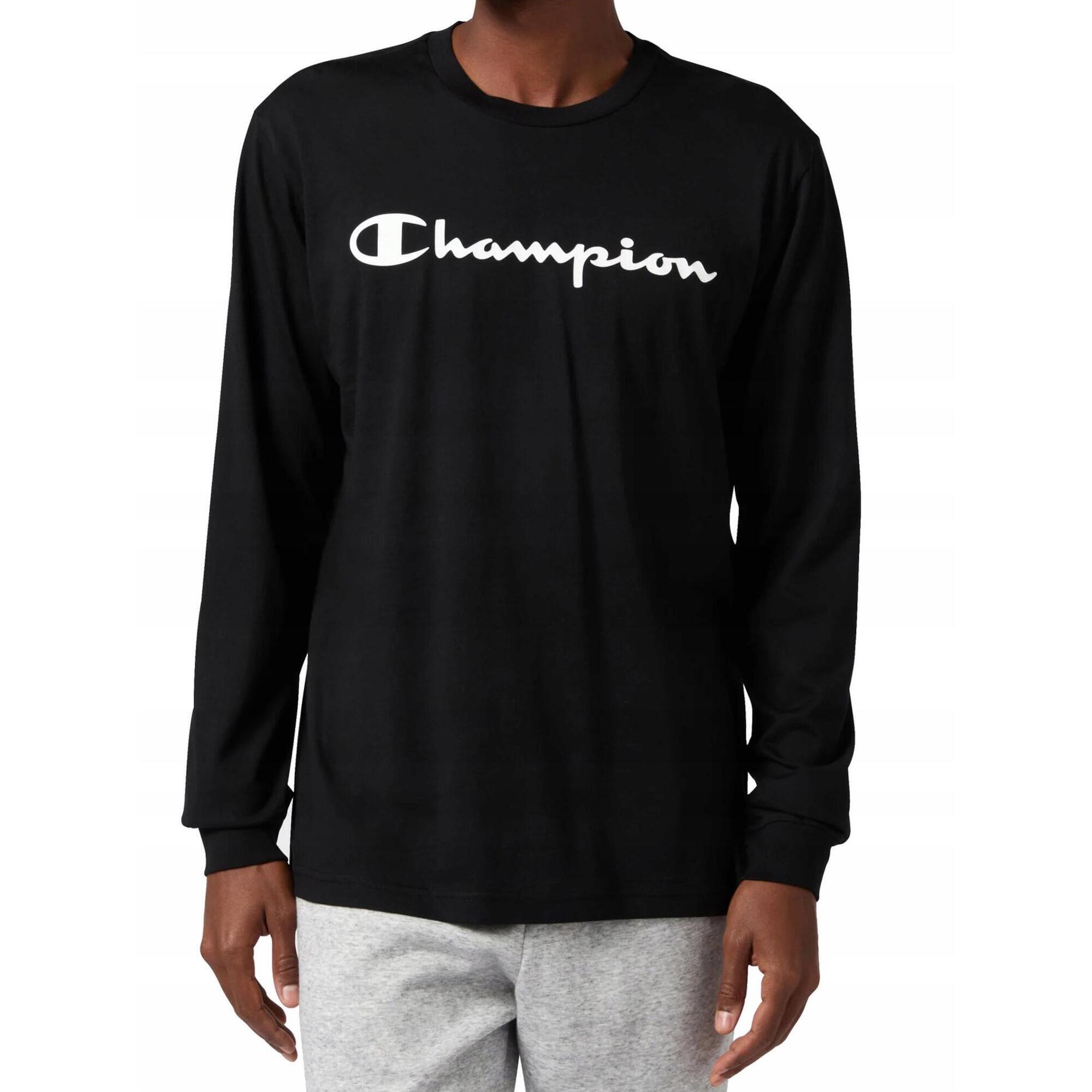 BLUZKA męska CHAMPION bawełniana czarna cienka longsleeve