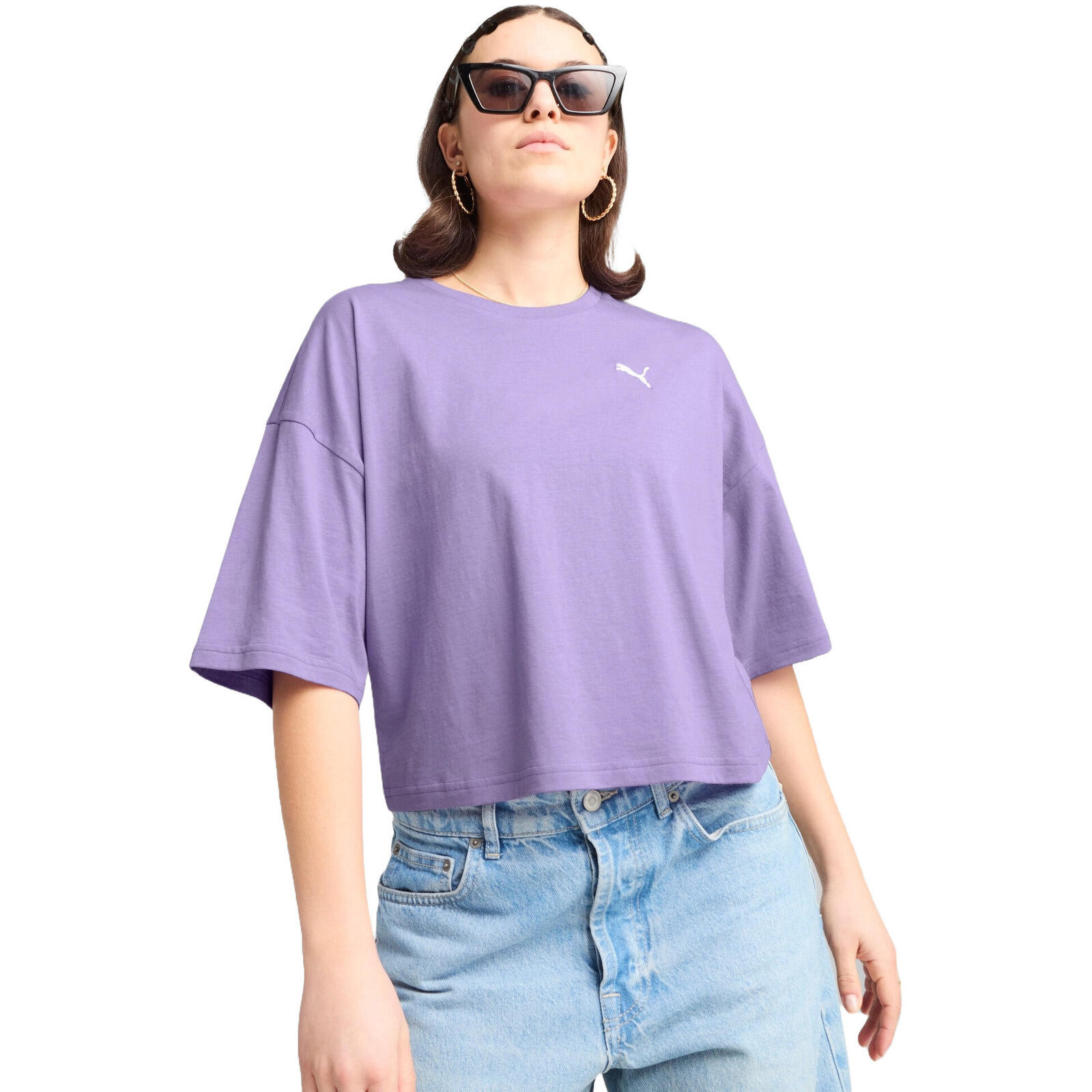 Koszulka damskie Puma Wardrobe Ess Oversized Short Tee Bl