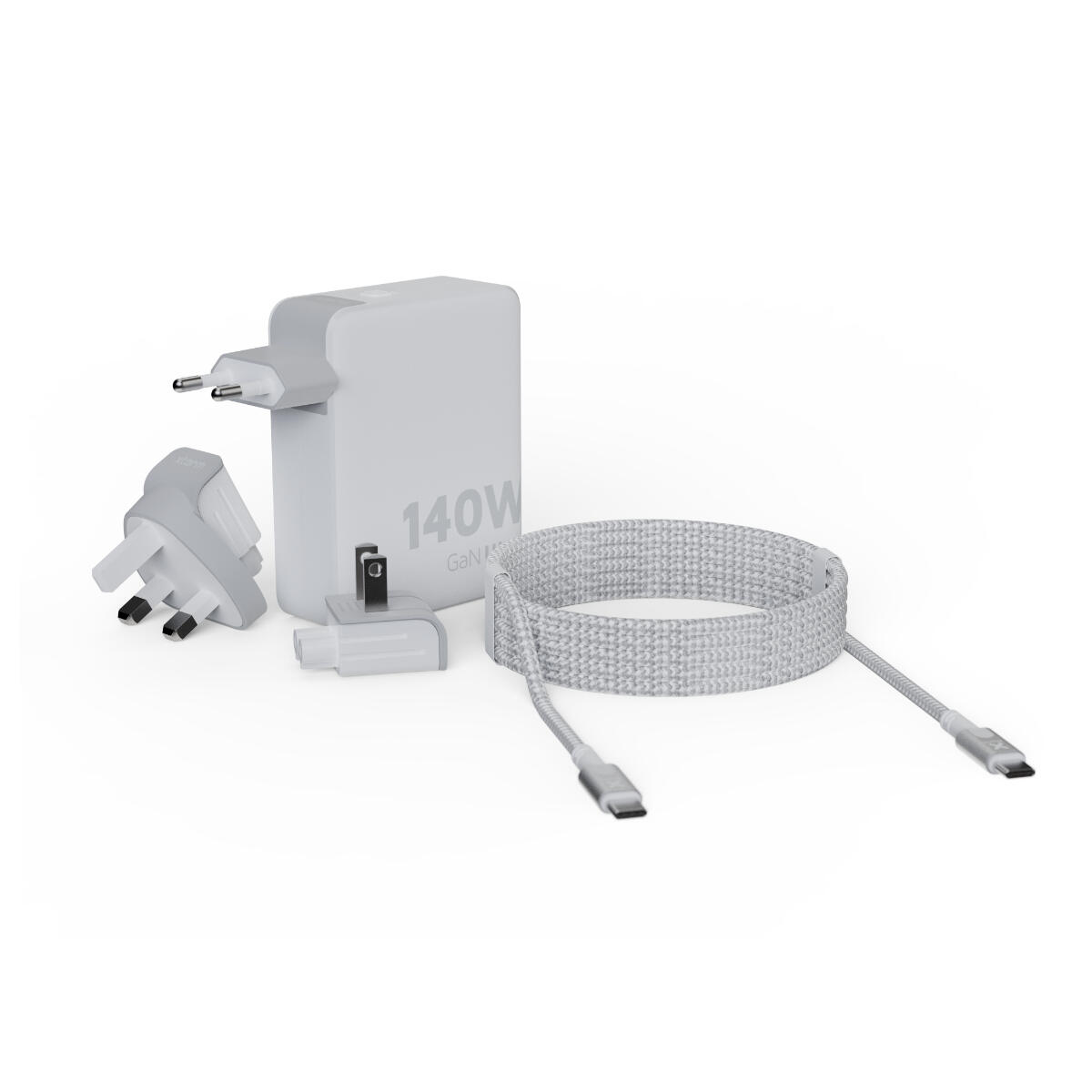 XTORM Ładowarka turystyczna 140W GaN +kabel USB-C PD biała