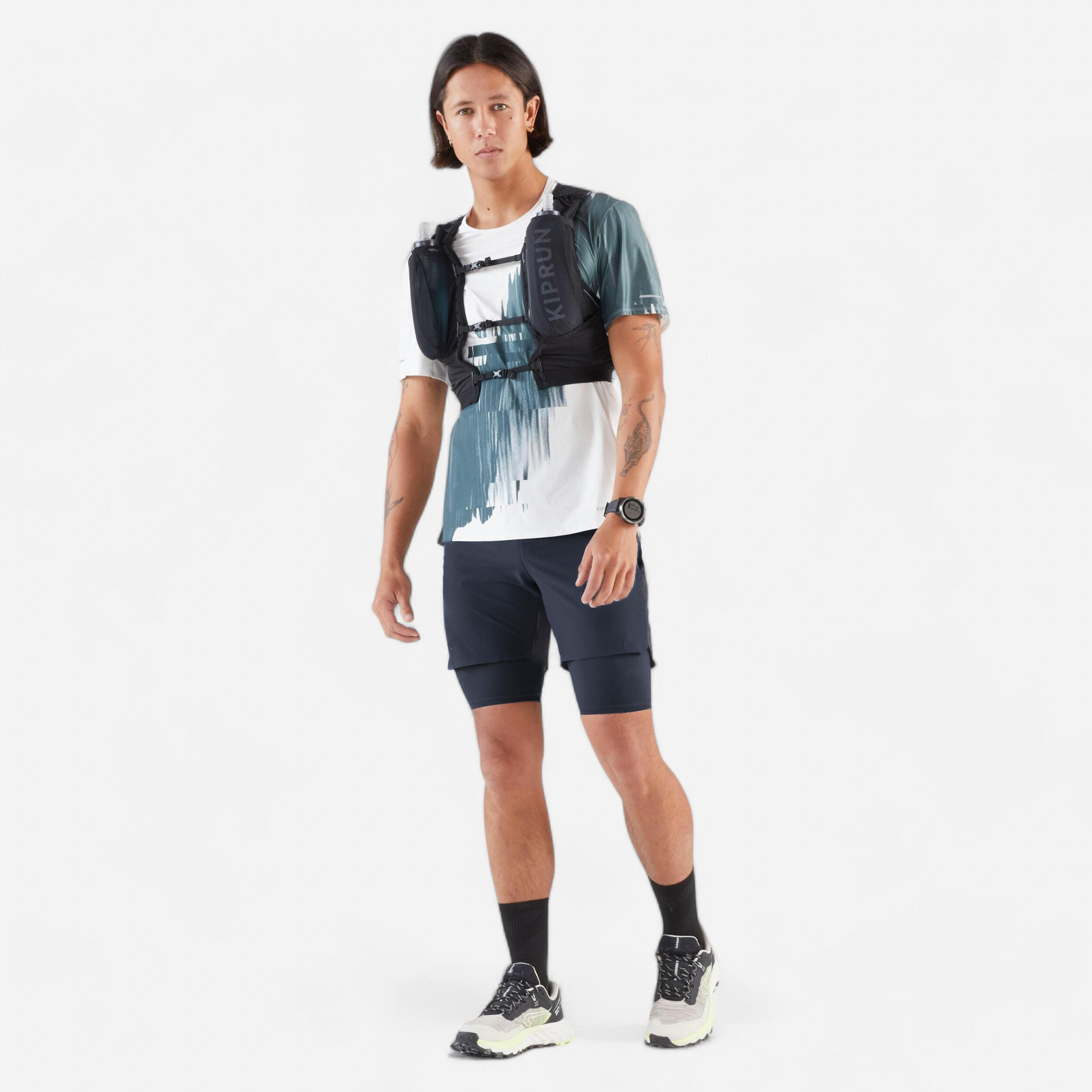 Spodenki do biegania w terenie męskie Kiprun Run Ultra 900 2w1