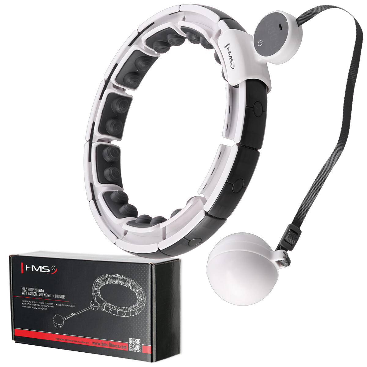 Hula hop z magnesami i obciążnikiem + wyświetlacz LCD HMS HHM16