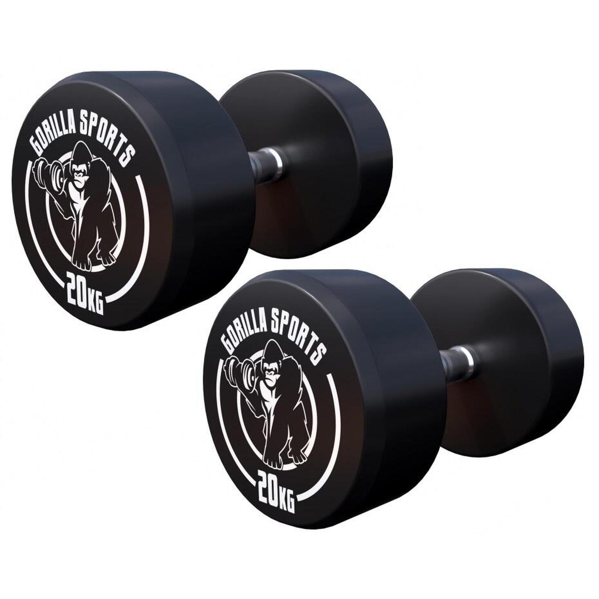 Zestaw hantli treningowych Gorilla Sports gumowane stałe 2x20 kg