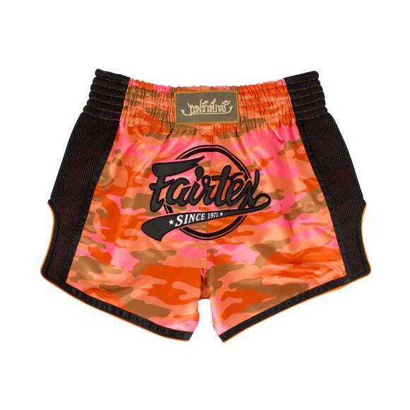 Spodenki Muay Thai Camo Fairtex BS1711 Pomarańczowe/Czarne S