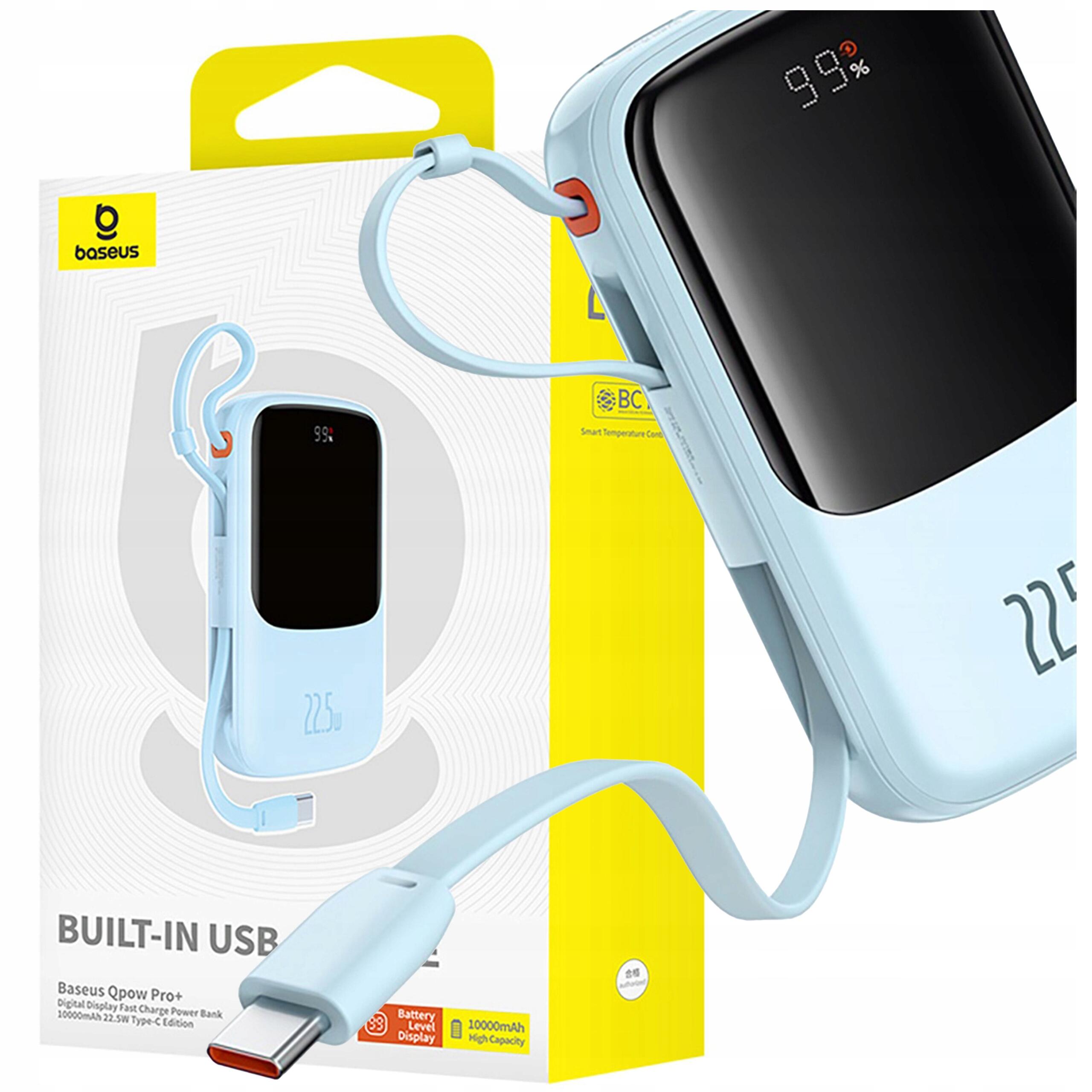 Baseus powerbank 22.5w 10000mah z kablem usb-c