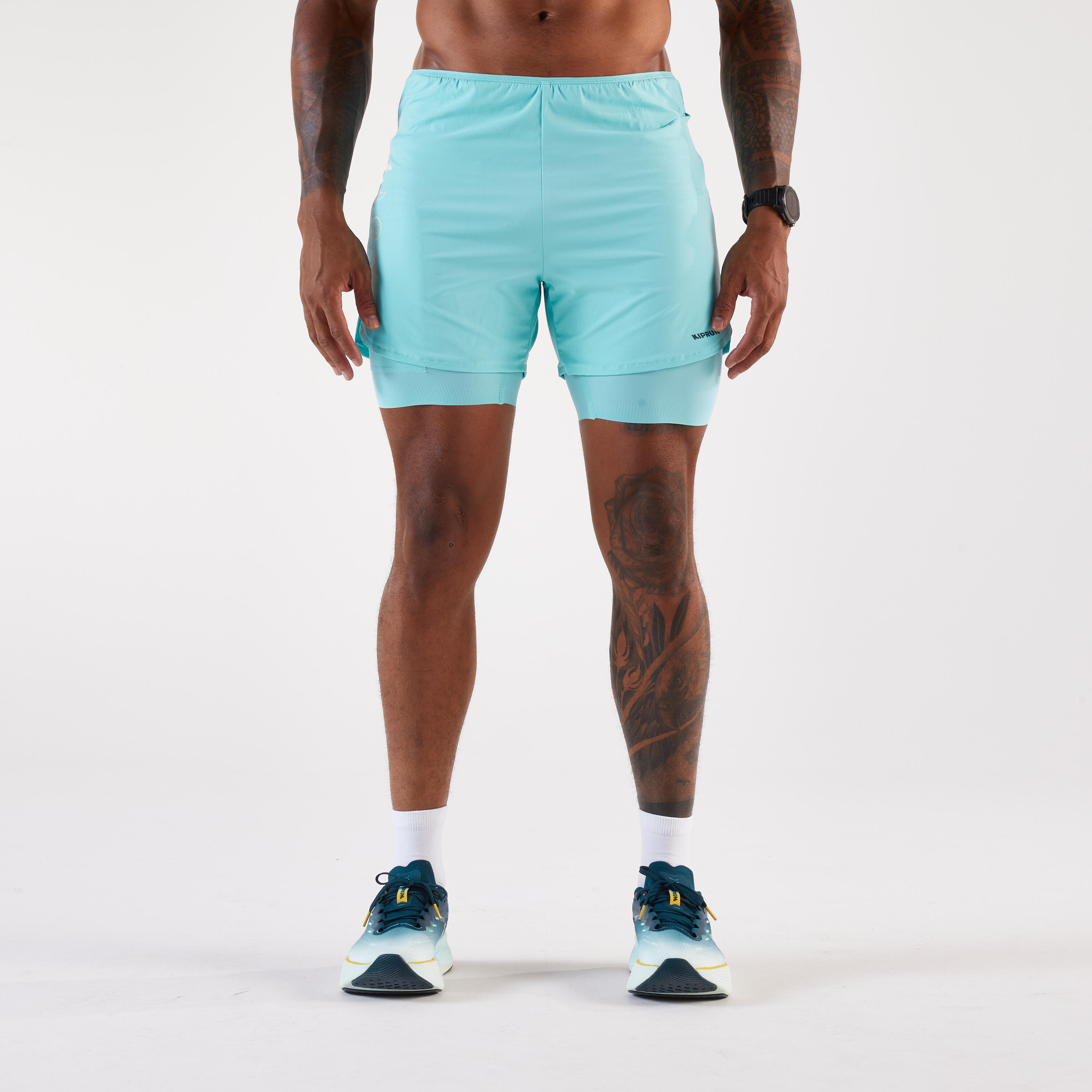 Spodenki do biegania męskie Kiprun 2w1 Run 500 Comfort