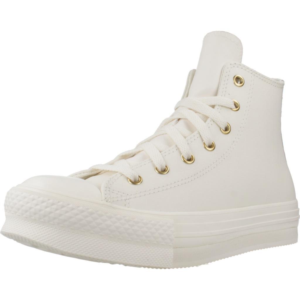 Buty CONVERSE CHUCK TAYLOR ALL STAR EVA LIFT LEATHER+GOLD Biały