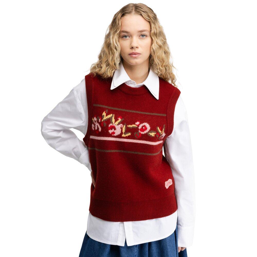 Damska wełniana kamizelka z dzianiny Siroko Briar-W Cherry